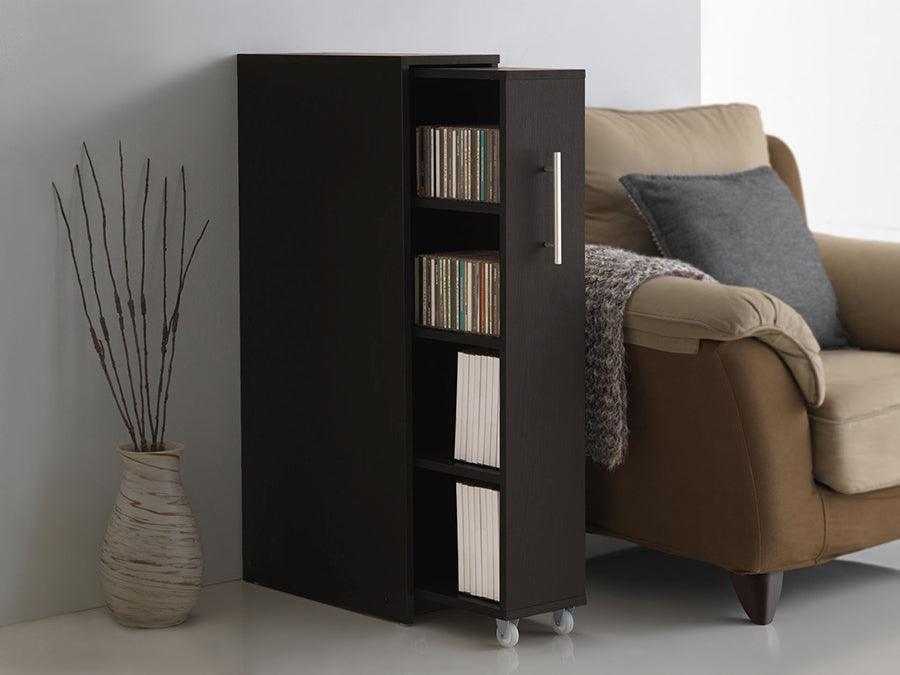 Lindo Wood Bookcase with One Pulled-out Door Shelving Cabinet