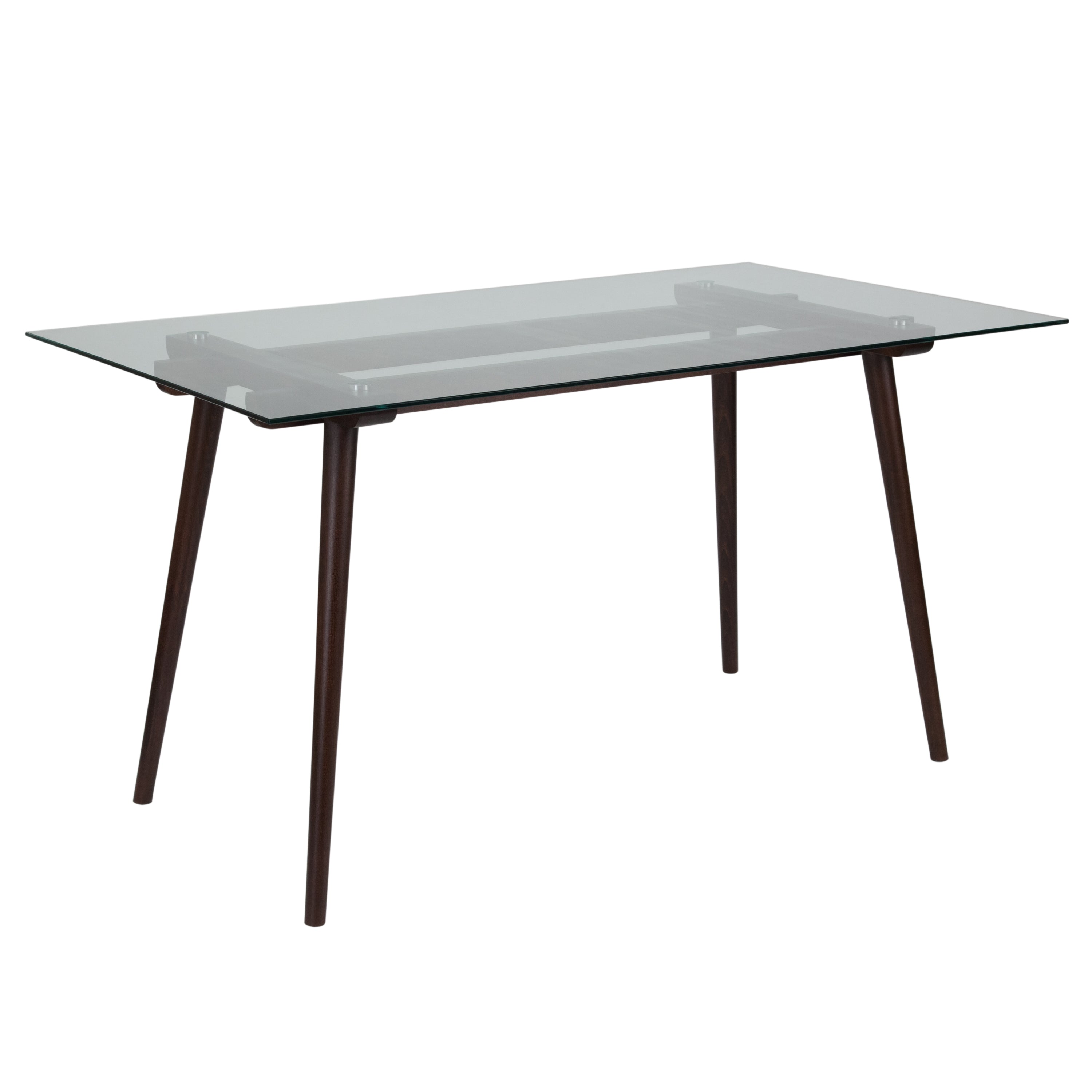 Meriden 31.5'' x 55'' Solid Wood Table with Clear Glass Top-Glass Dining Table-Flash Furniture-Wall2Wall Furnishings