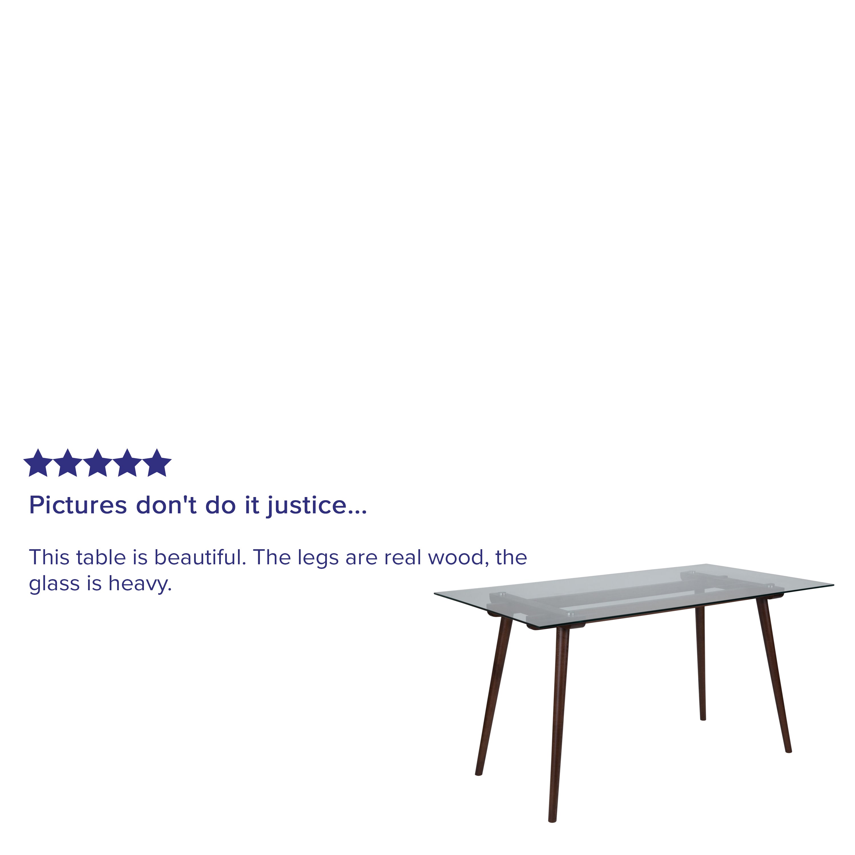 Meriden 31.5'' x 55'' Solid Wood Table with Clear Glass Top