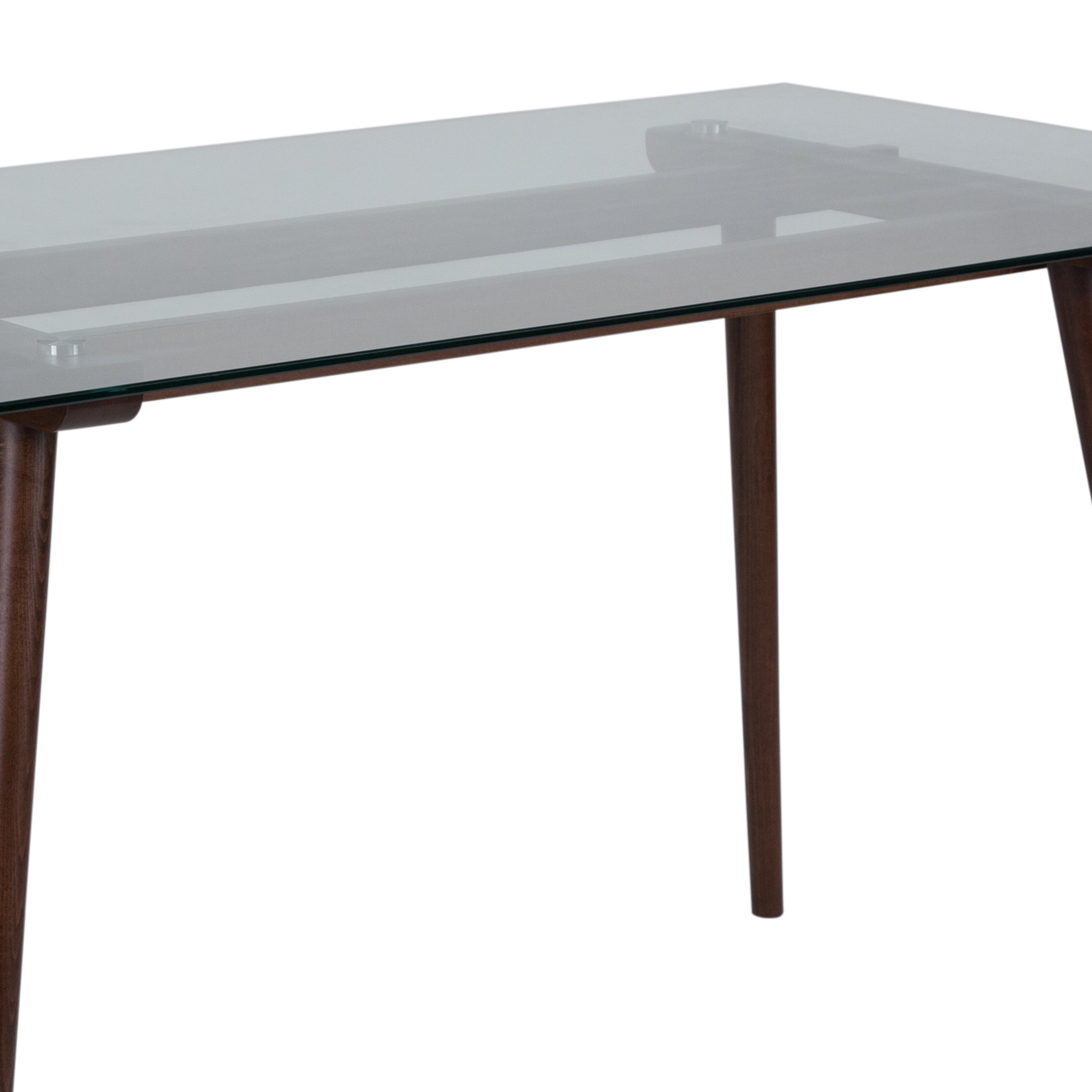 Meriden 31.5'' x 55'' Solid Wood Table with Clear Glass Top