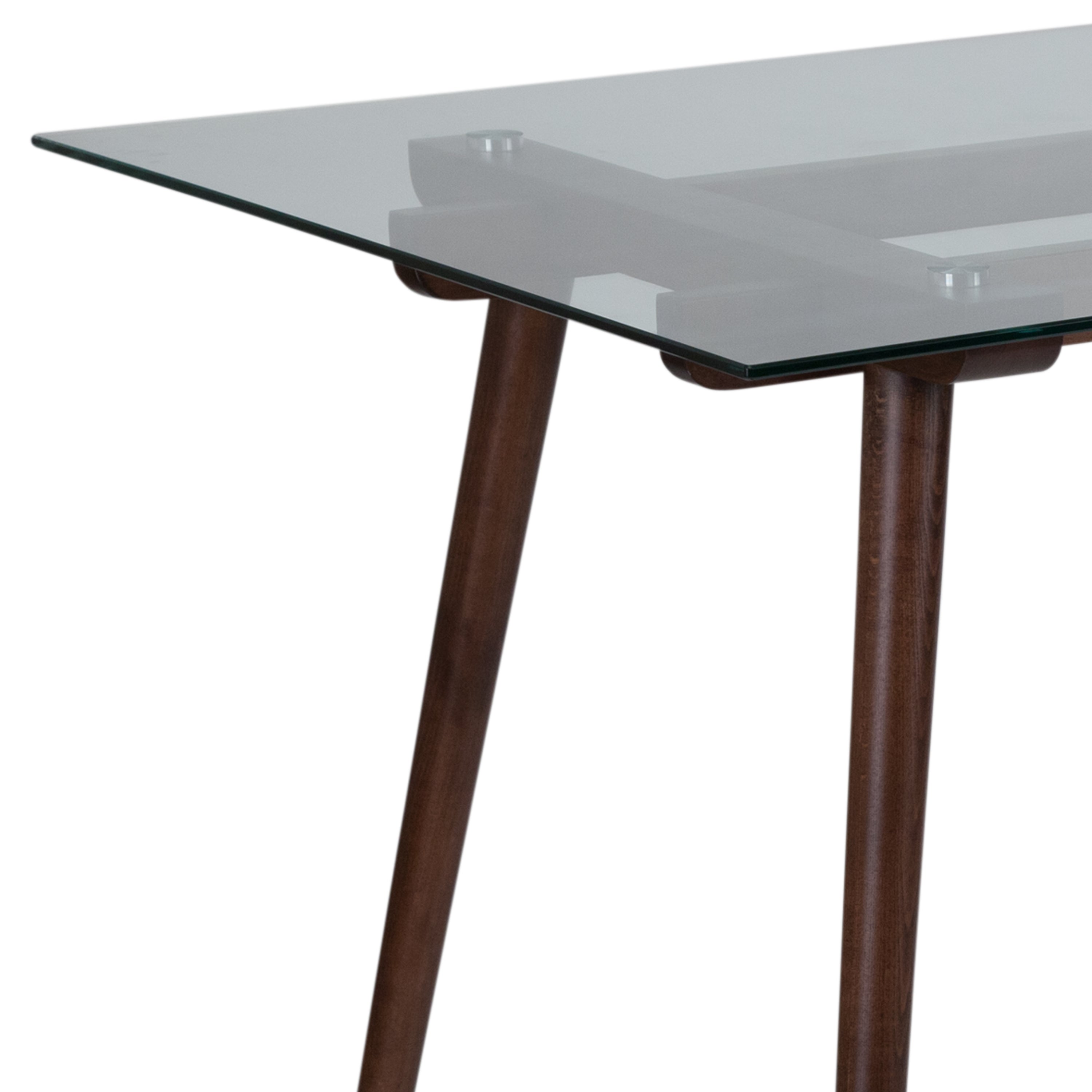 Meriden 31.5'' x 55'' Solid Wood Table with Clear Glass Top