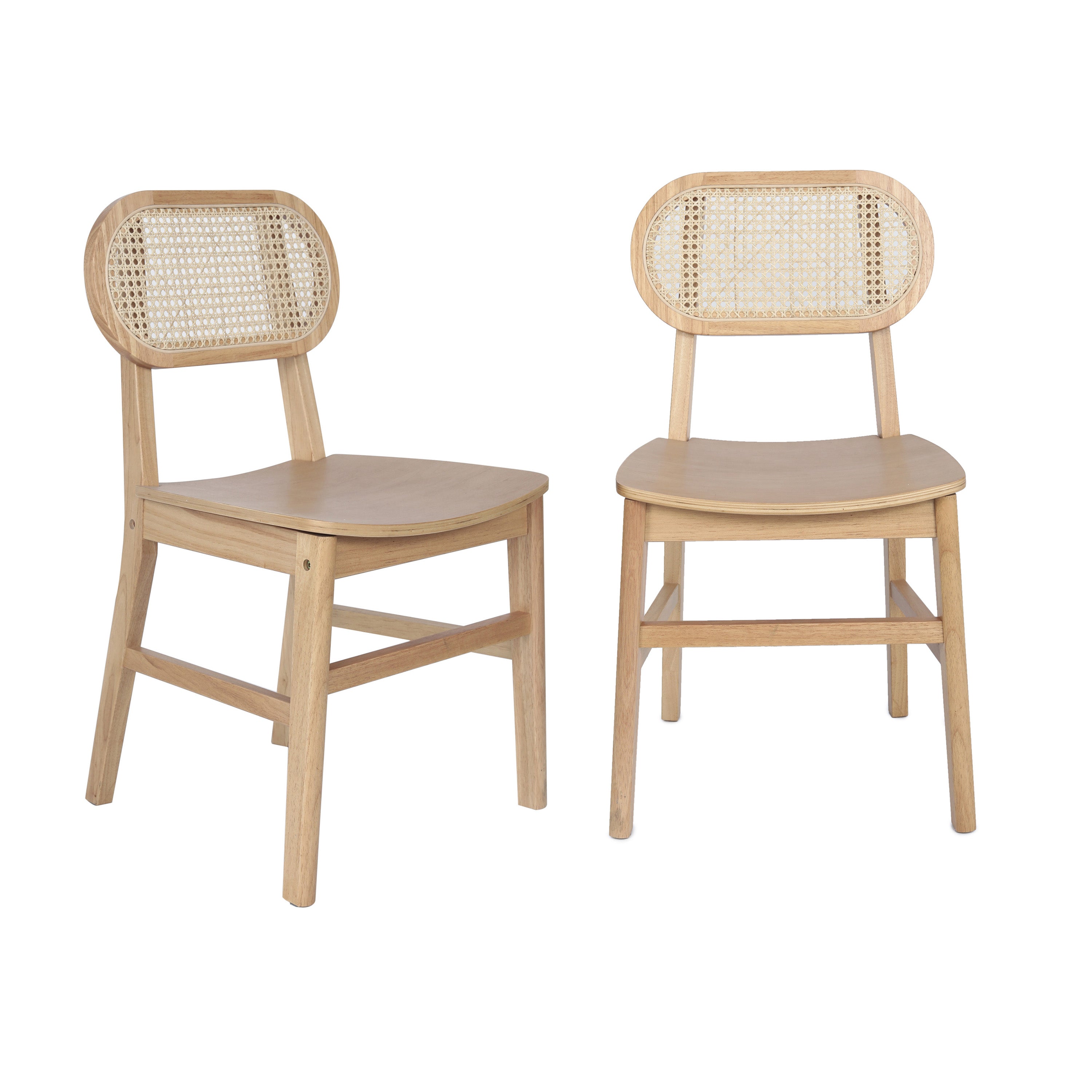 Jacob Set of 2 Commercial Cane Rattan Dining and Event Chairs with Solid Wood Frame and Seat-Dining Chair-Flash Furniture-Wall2Wall Furnishings
