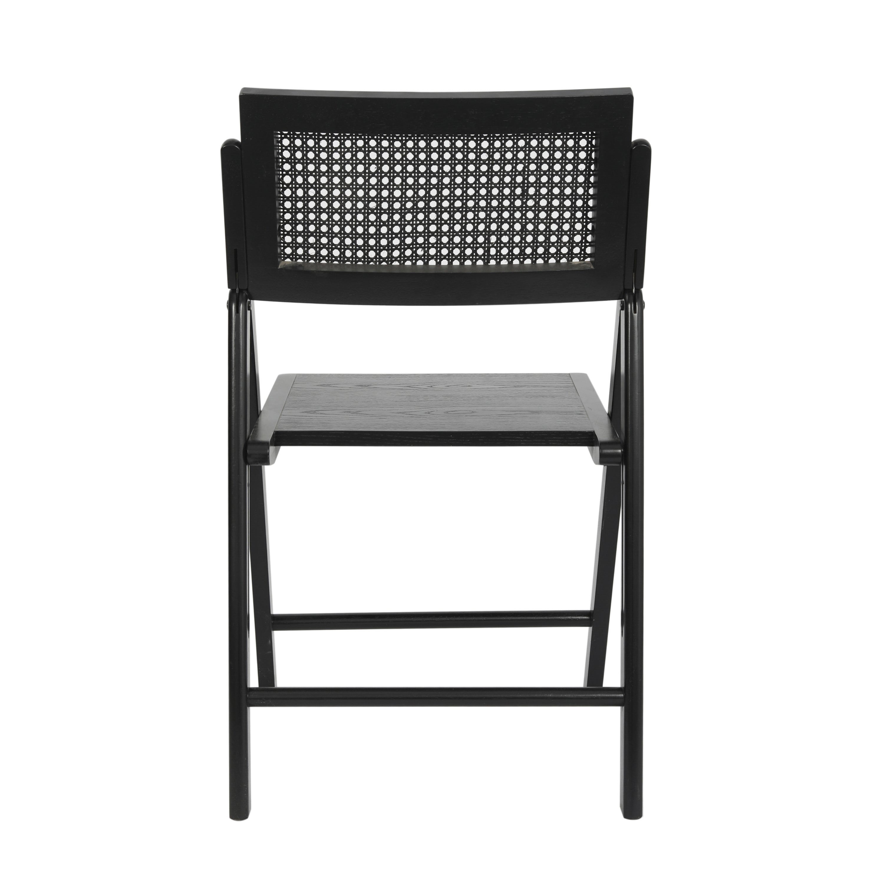 Galene Set of 2 Cane Rattan Folding Chairs with Solid Wood Frame and Seat and Ventilated Back, Perfect for Events or Additional Seating-Folding Chair-Flash Furniture-Wall2Wall Furnishings