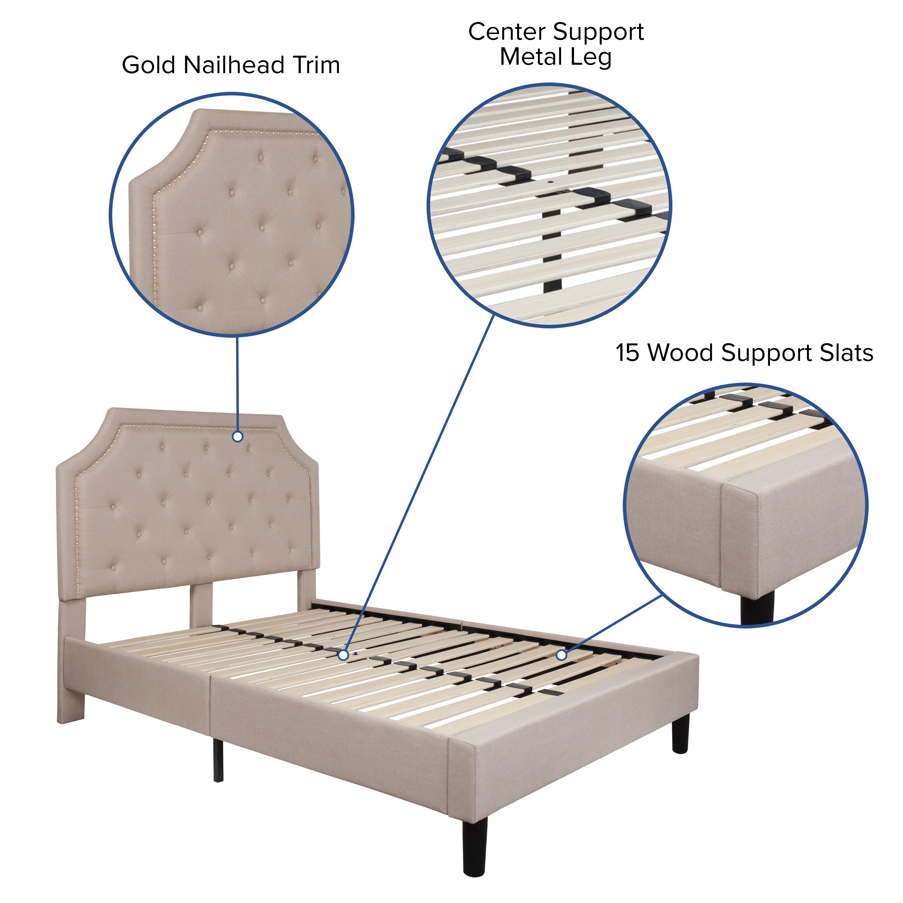 Brighton Arched Tufted Upholstered Platform Bed