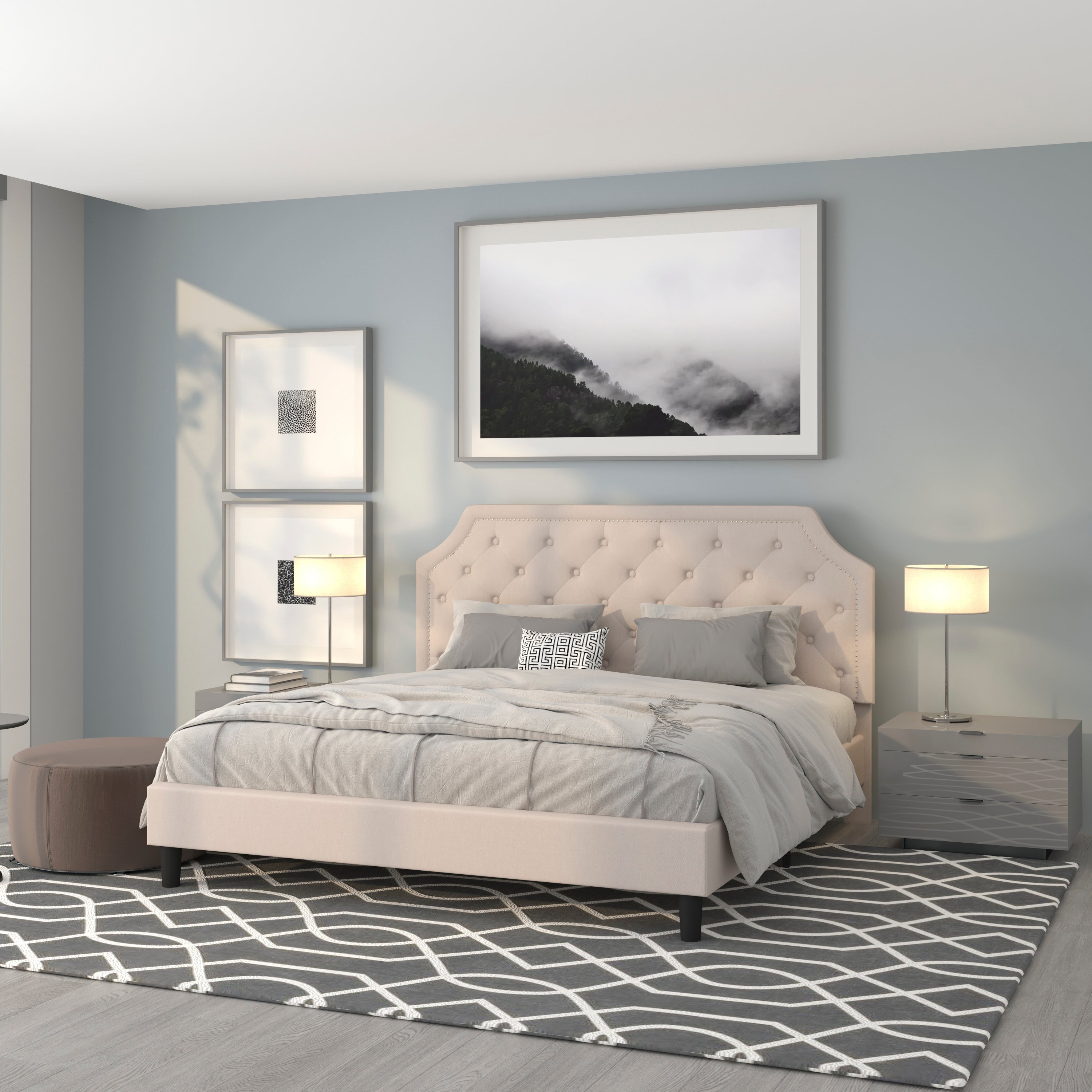 Brighton Arched Tufted Upholstered Platform Bed