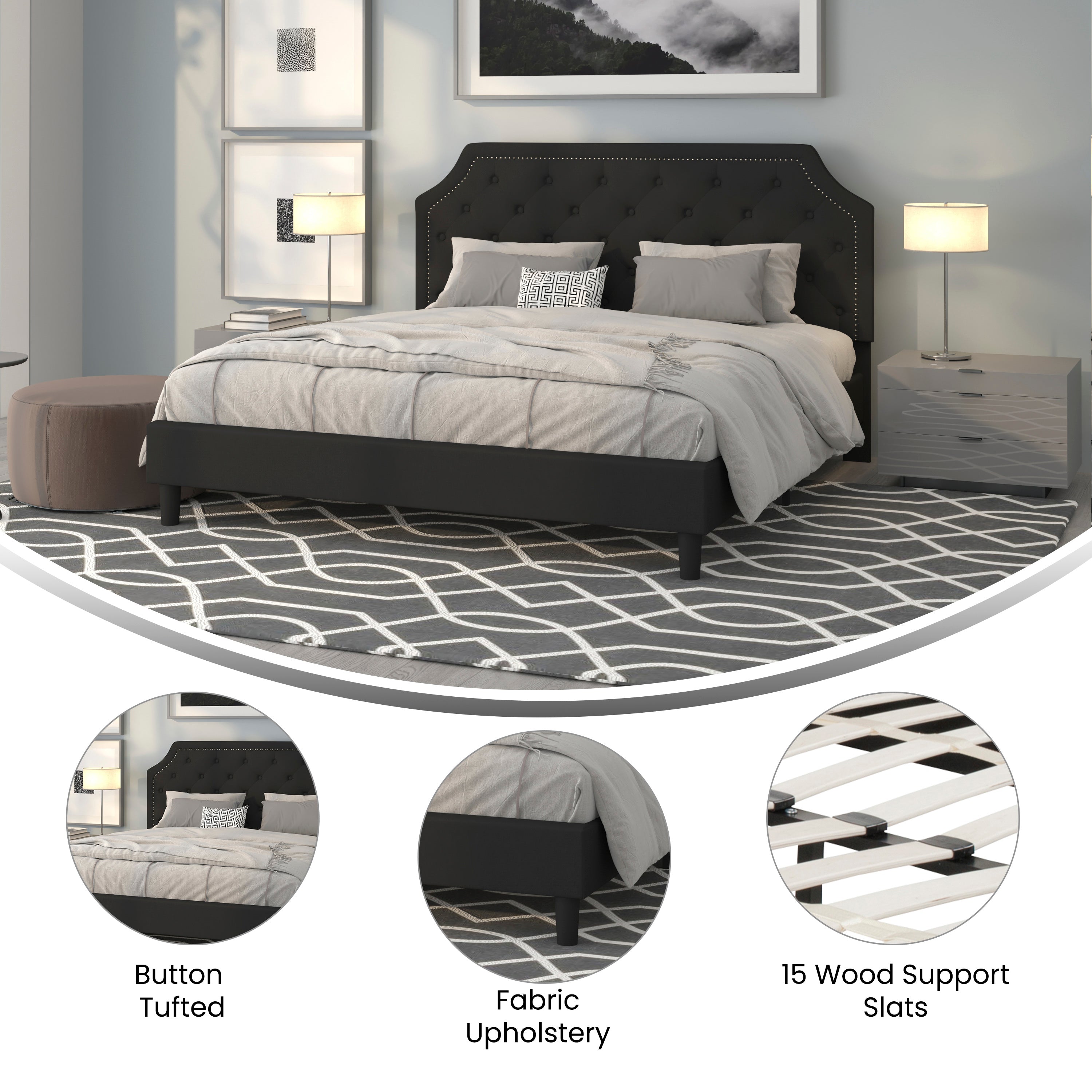 Brighton Arched Tufted Upholstered Platform Bed