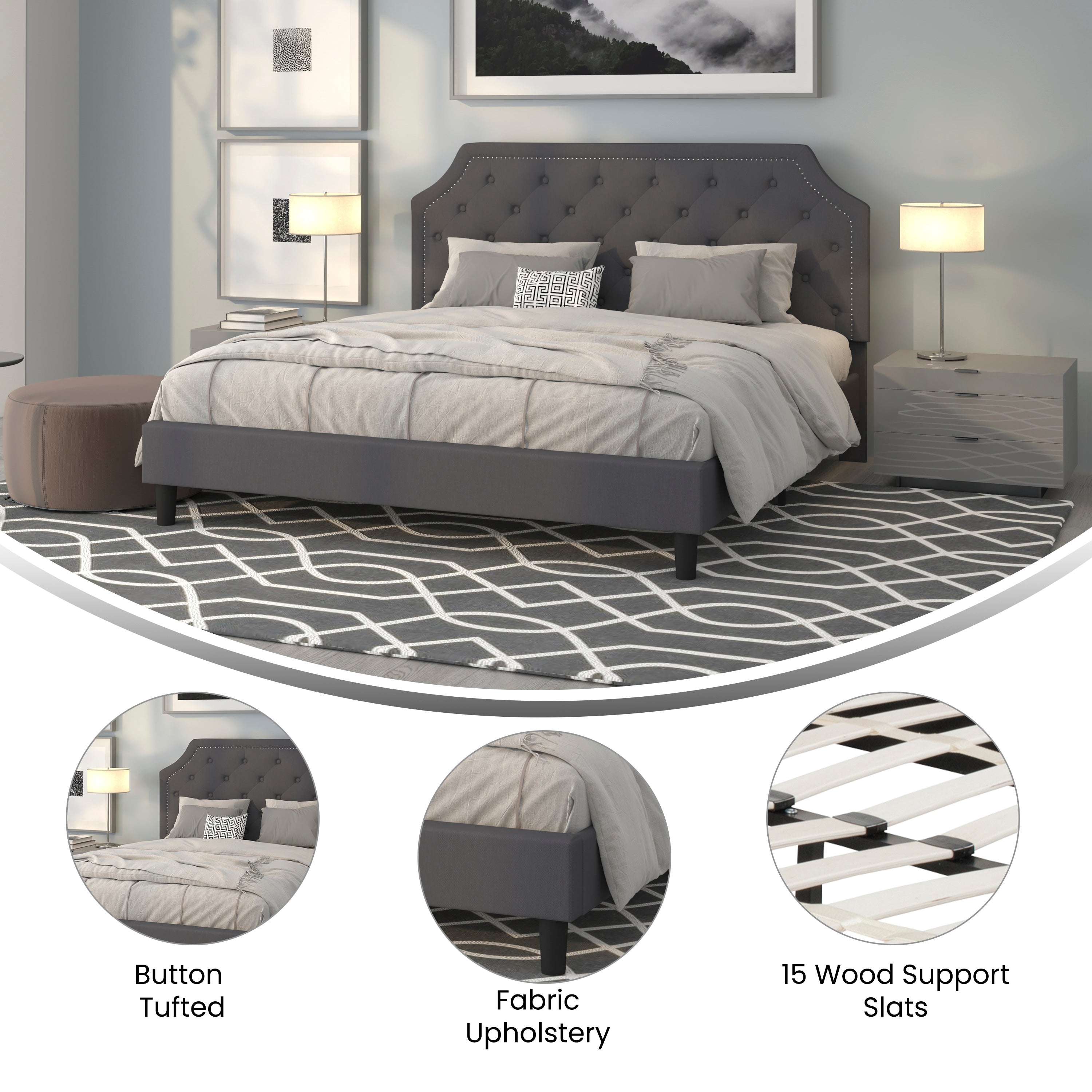 Brighton Arched Tufted Upholstered Platform Bed