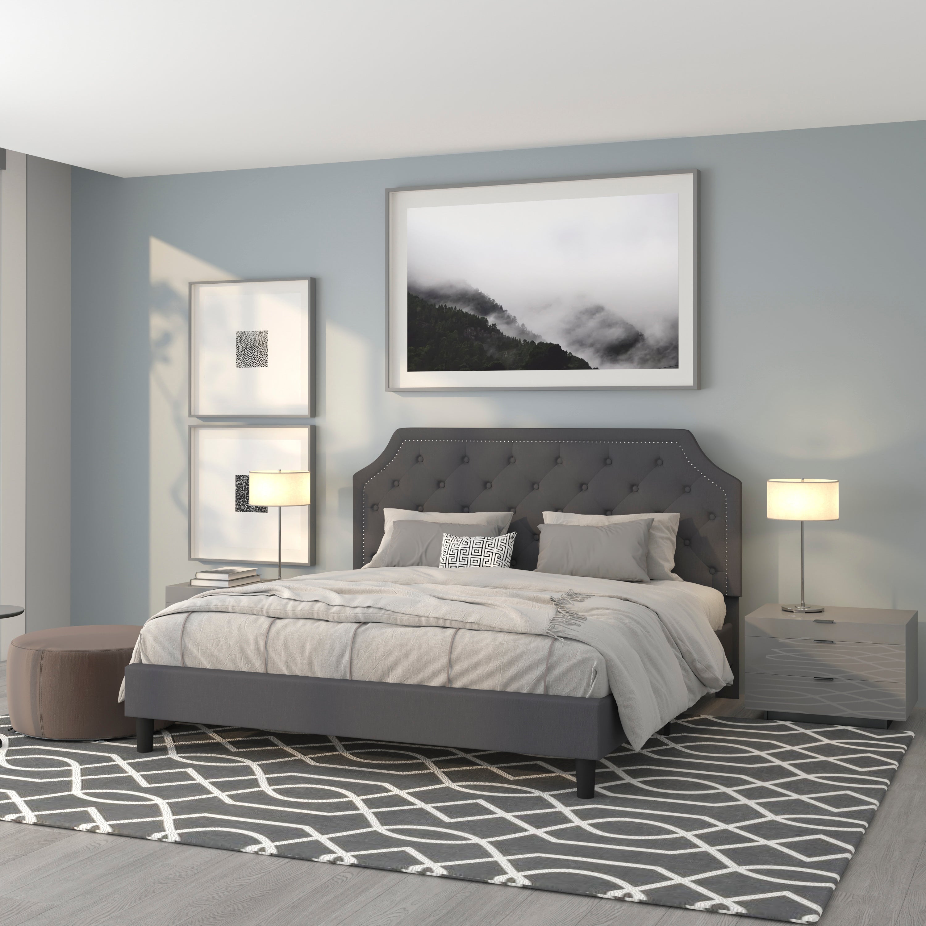 Brighton Arched Tufted Upholstered Platform Bed