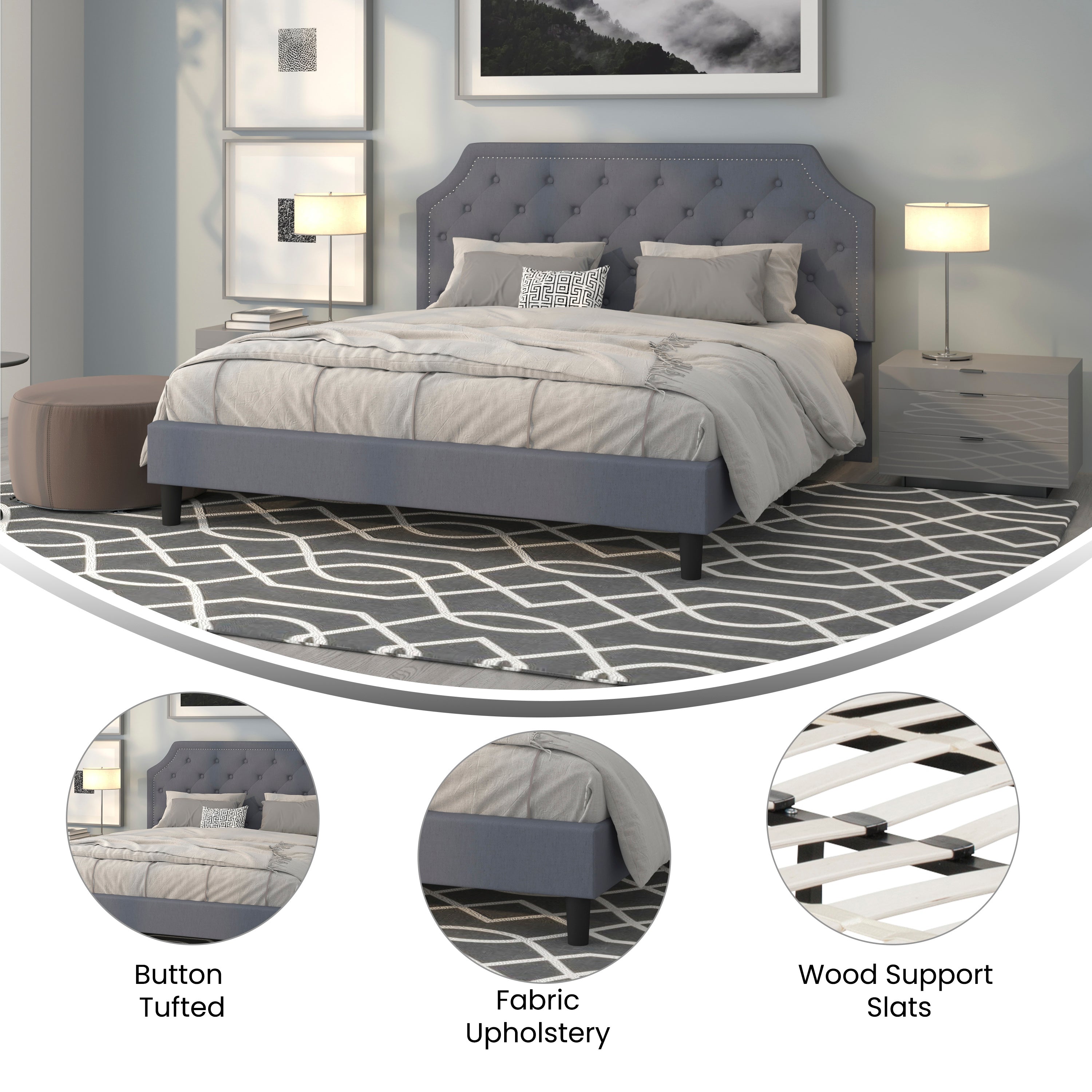 Brighton Arched Tufted Upholstered Platform Bed