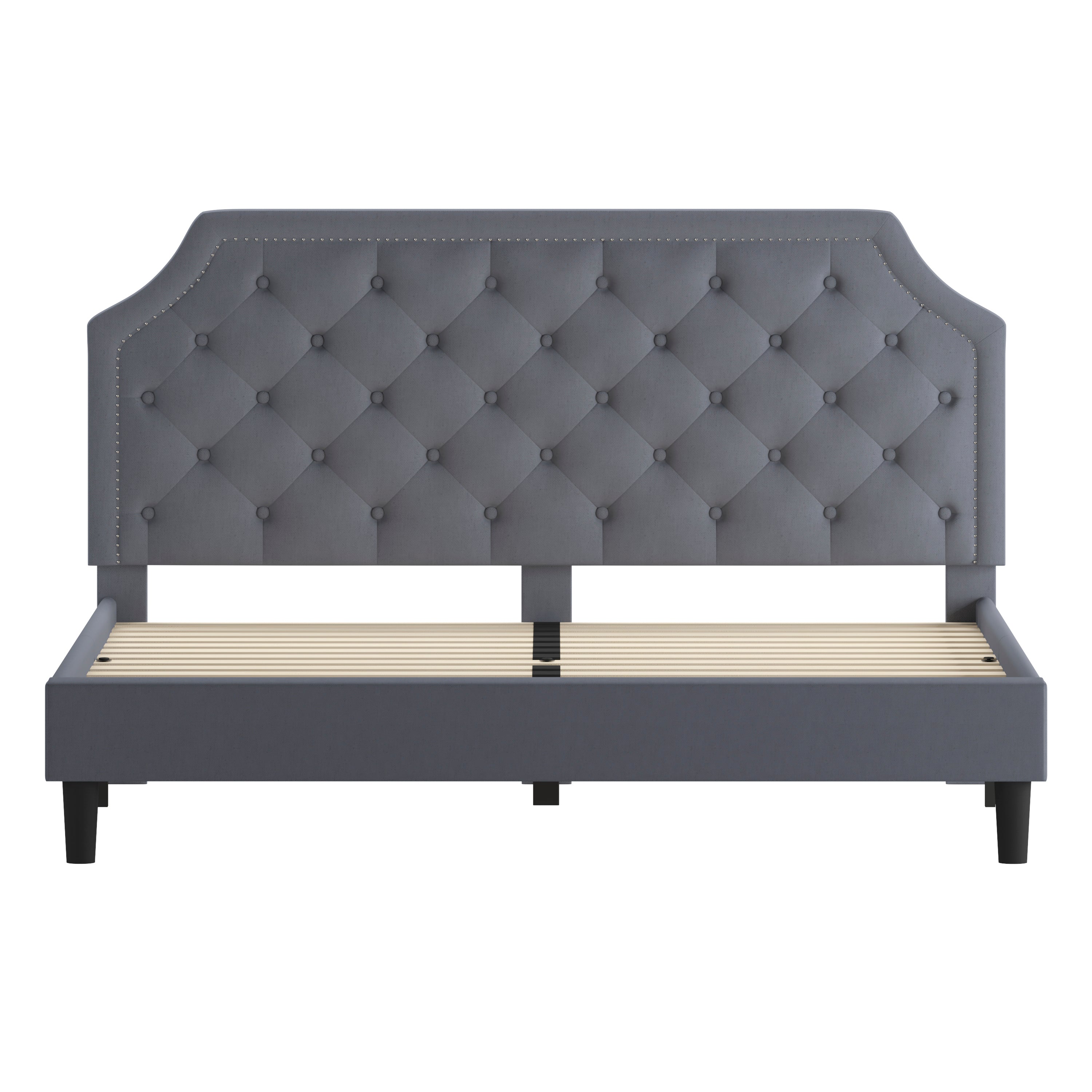 Brighton Arched Tufted Upholstered Platform Bed-Bed-Flash Furniture-Wall2Wall Furnishings