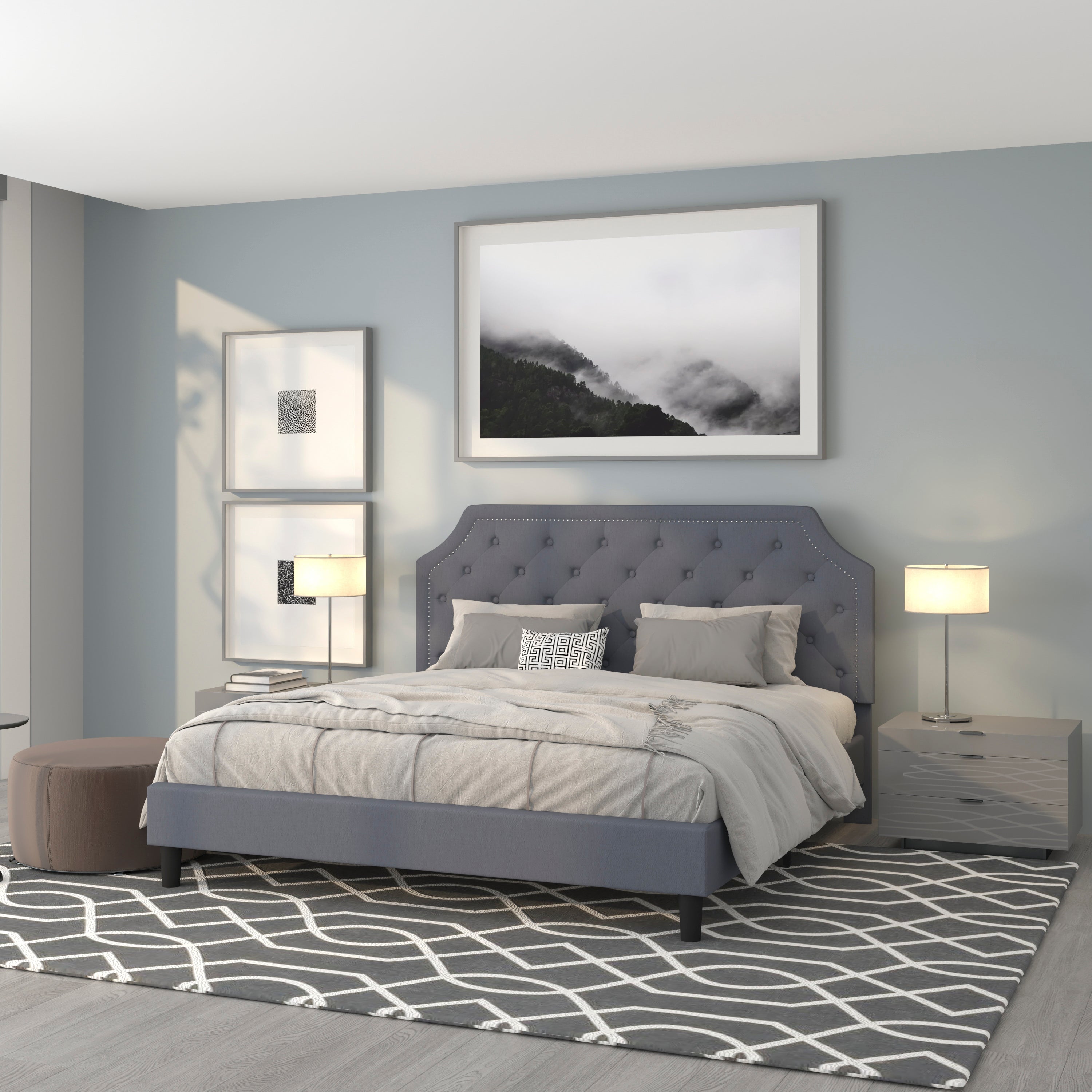 Brighton Arched Tufted Upholstered Platform Bed