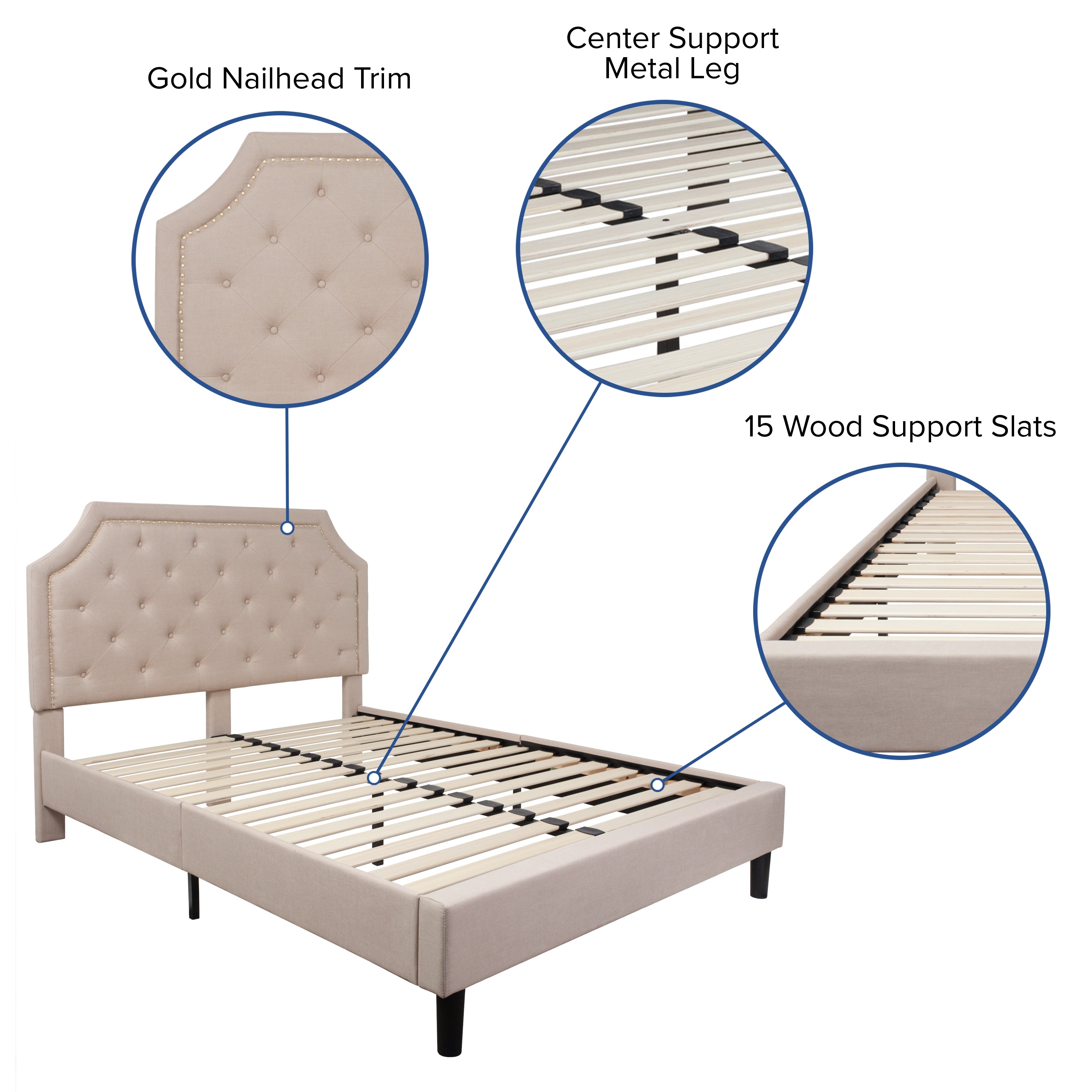 Brighton Arched Tufted Upholstered Platform Bed