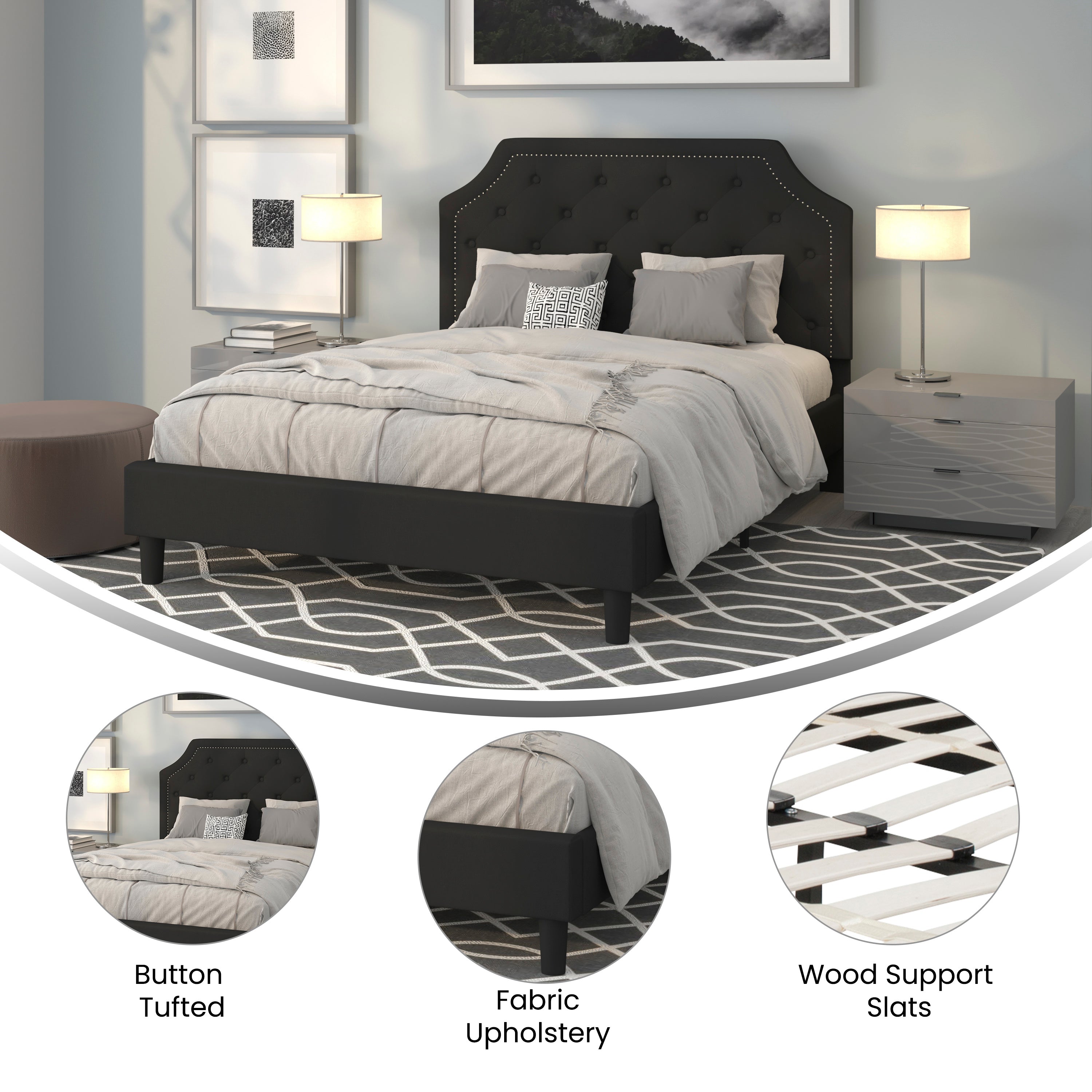 Brighton Arched Tufted Upholstered Platform Bed