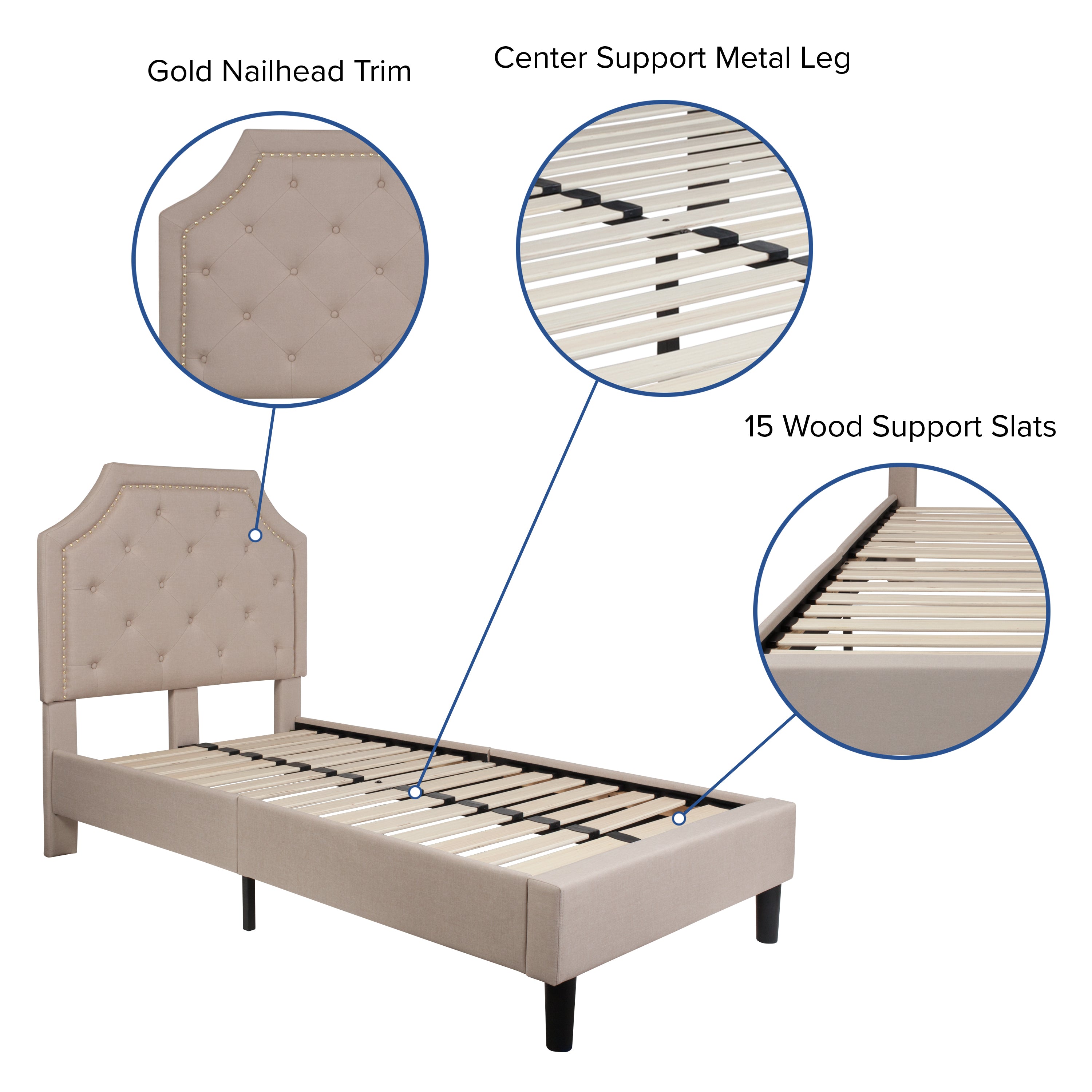Brighton Arched Tufted Upholstered Platform Bed