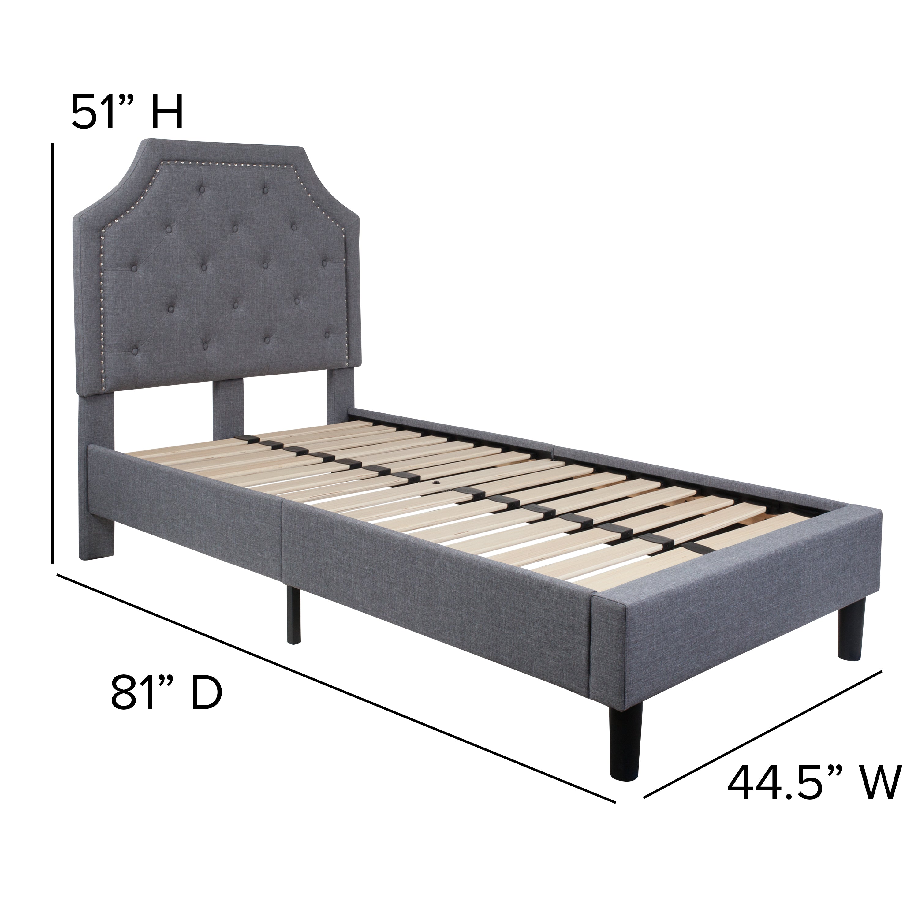 Brighton Arched Tufted Upholstered Platform Bed-Bed-Flash Furniture-Wall2Wall Furnishings