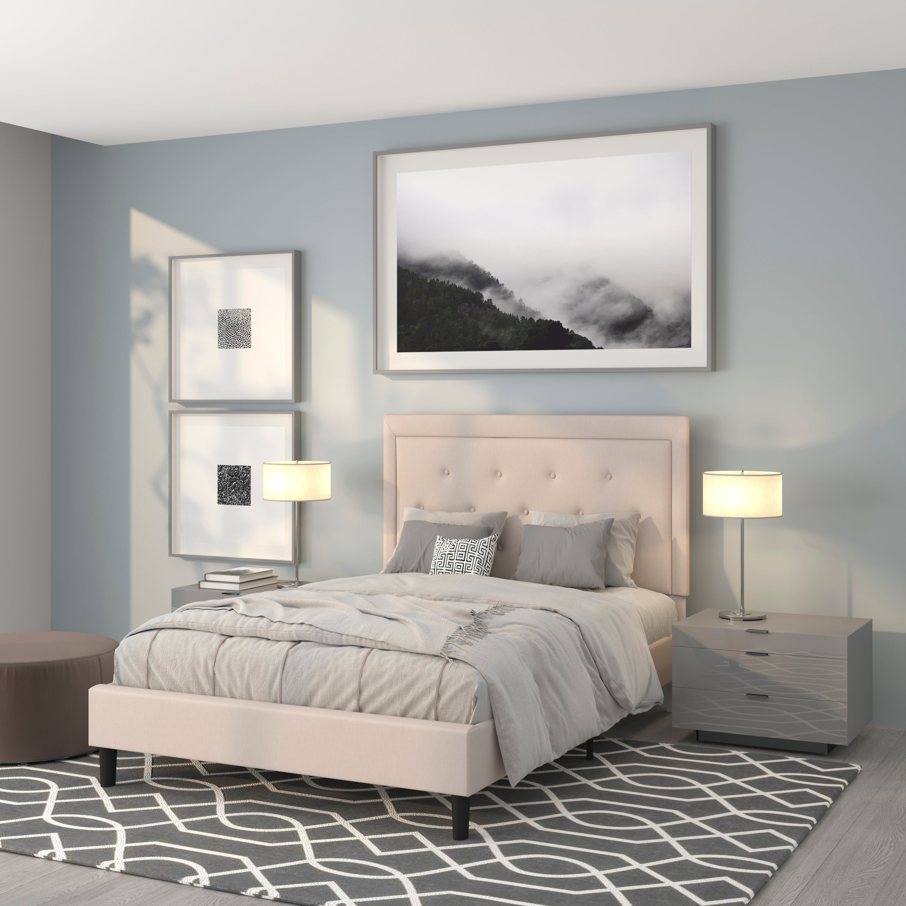Roxbury Panel Tufted Upholstered Platform Bed