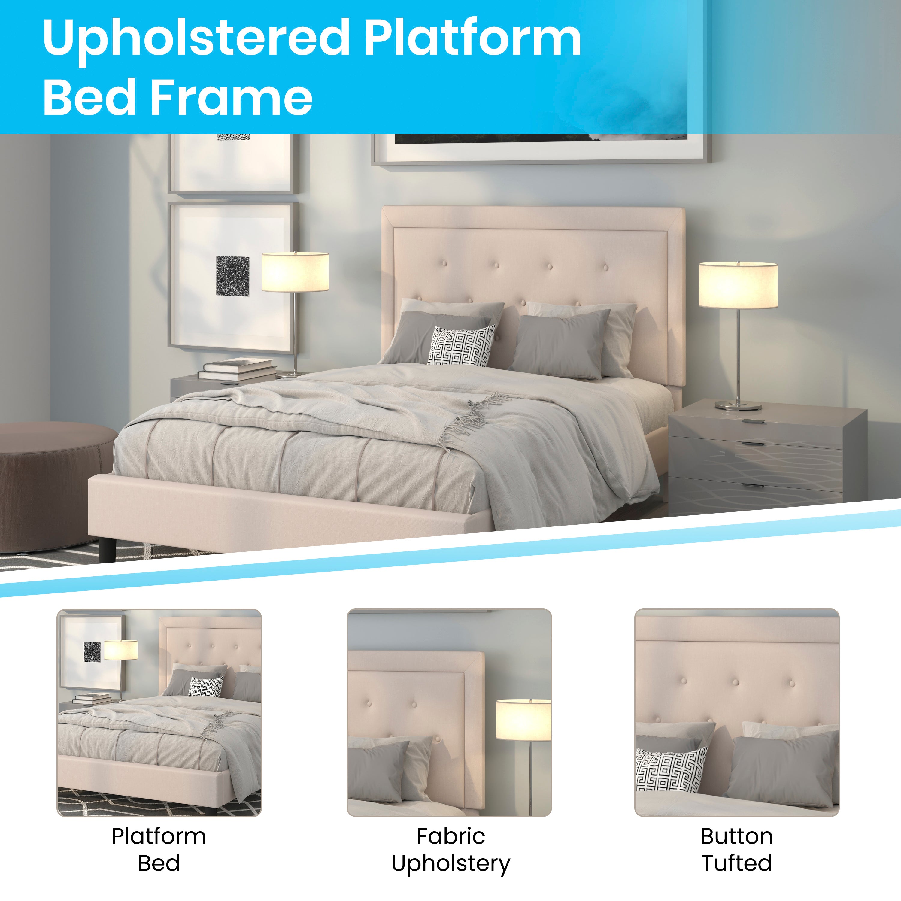 Roxbury Panel Tufted Upholstered Platform Bed