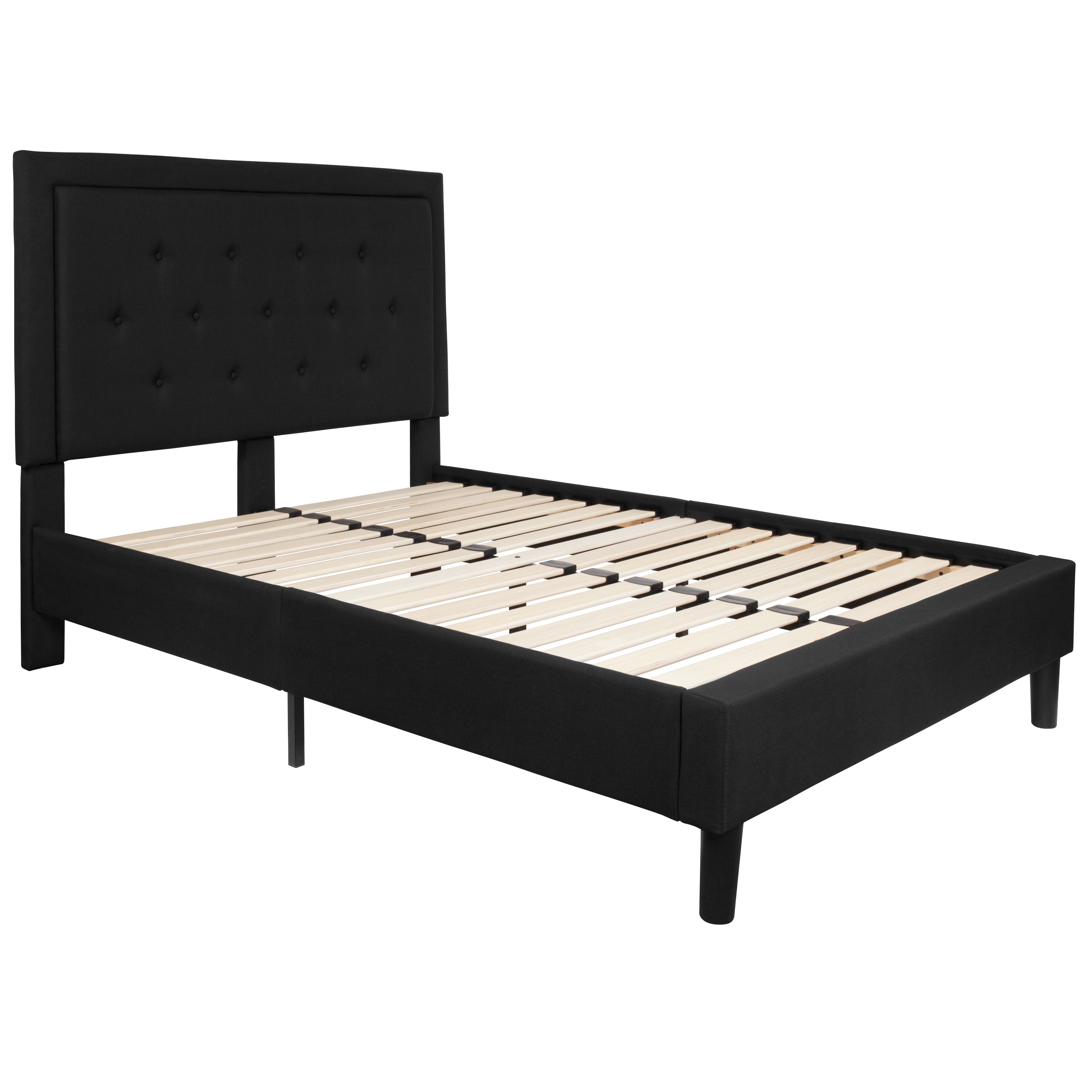 Roxbury Panel Tufted Upholstered Platform Bed-Bed-Flash Furniture-Wall2Wall Furnishings