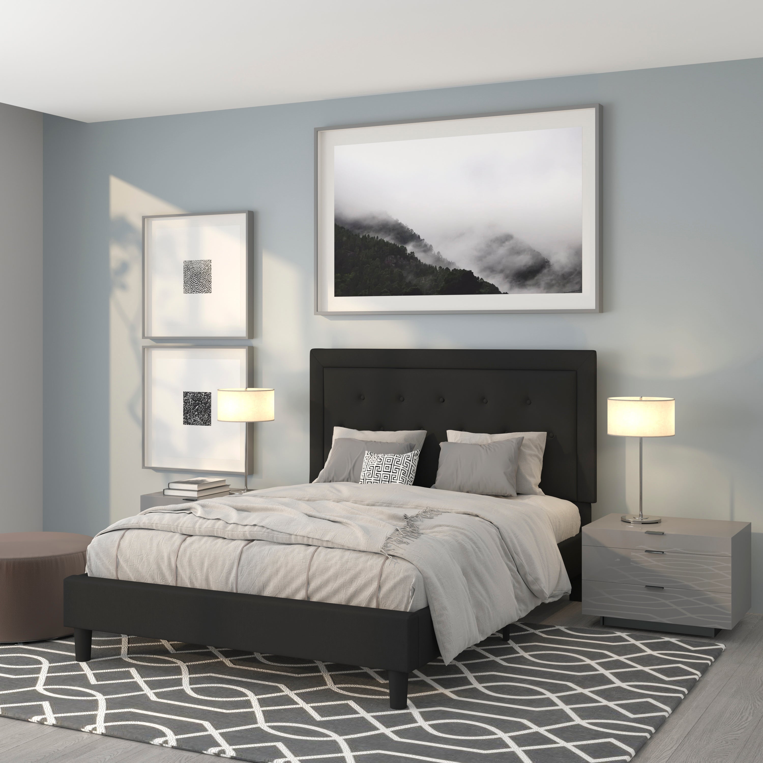 Roxbury Panel Tufted Upholstered Platform Bed