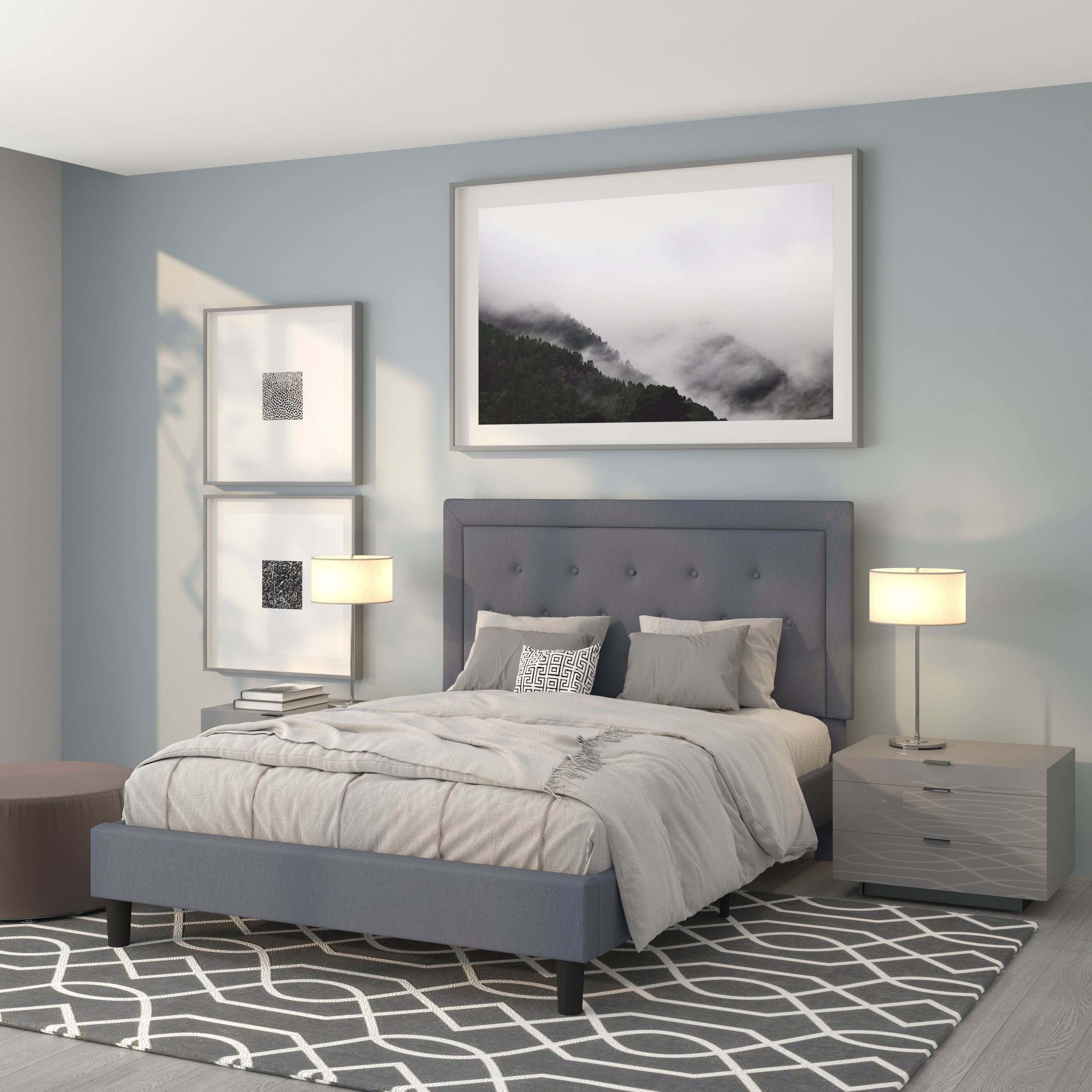 Roxbury Panel Tufted Upholstered Platform Bed