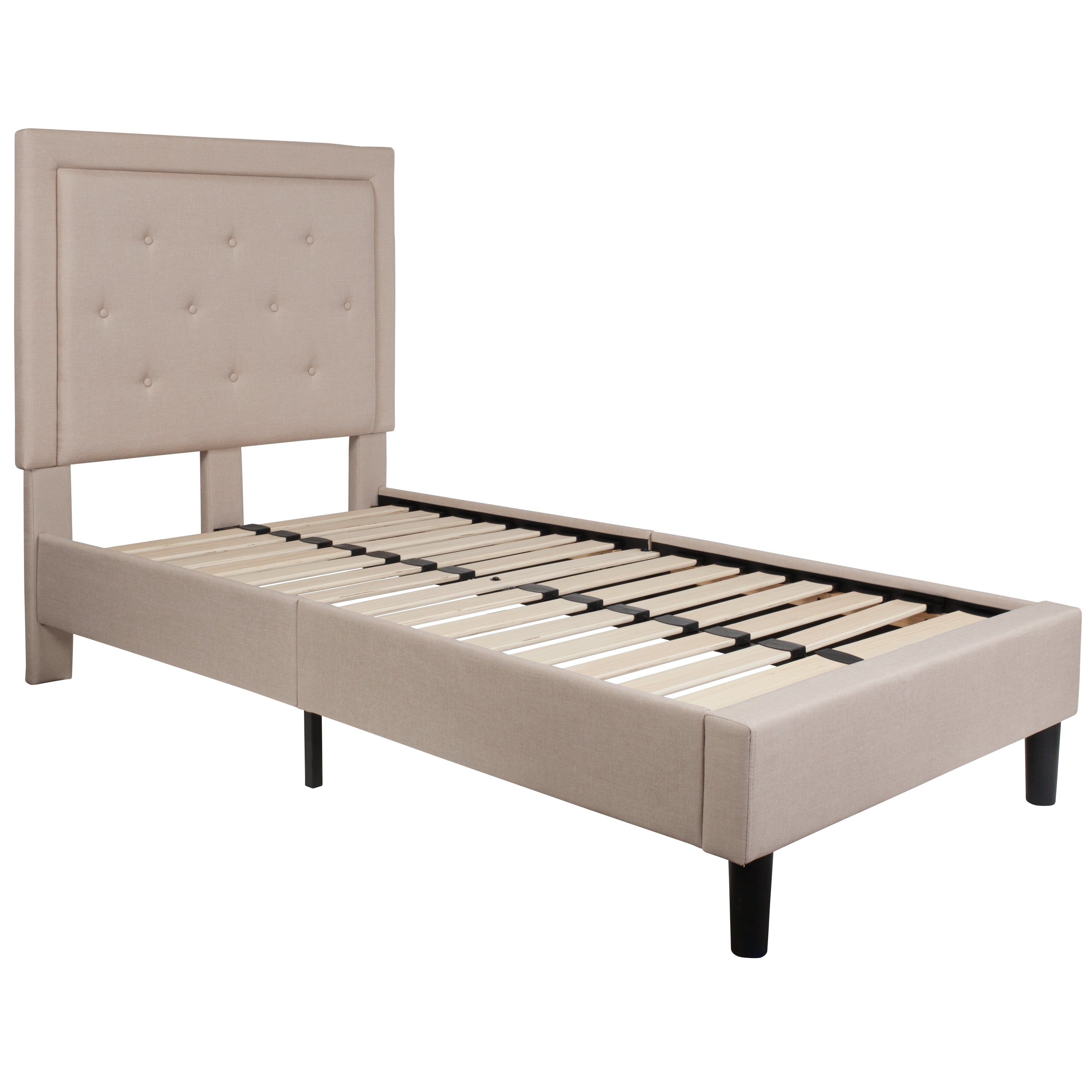 Roxbury Panel Tufted Upholstered Platform Bed-Bed-Flash Furniture-Wall2Wall Furnishings