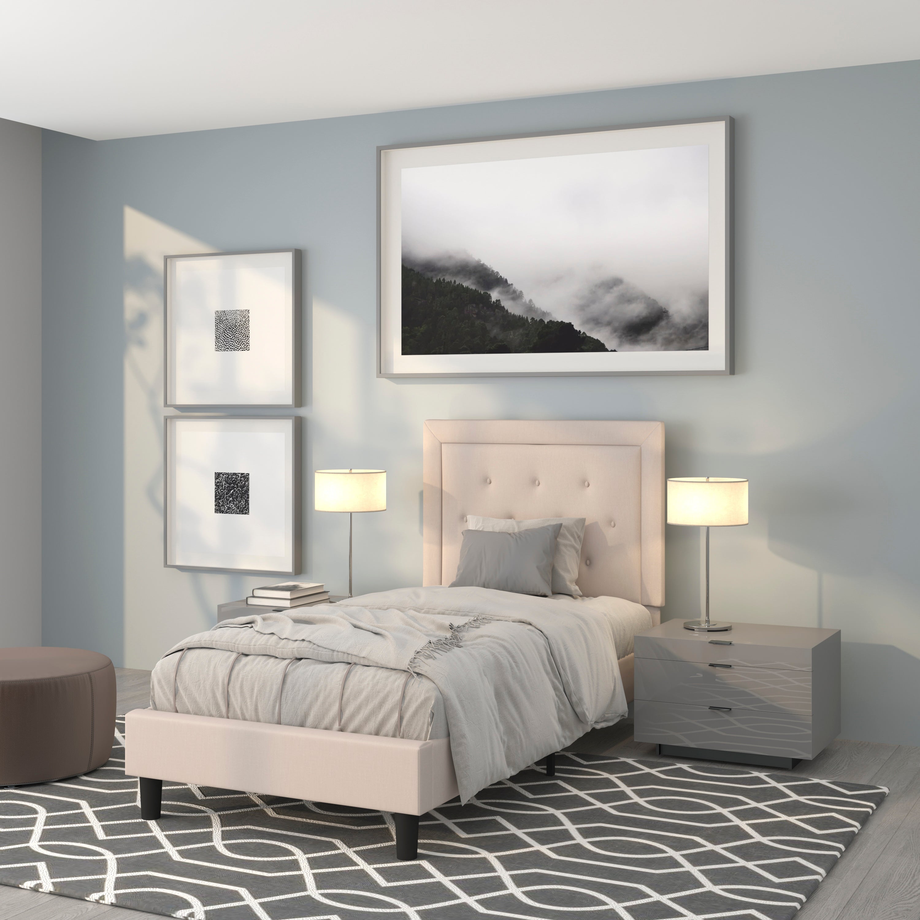 Roxbury Panel Tufted Upholstered Platform Bed