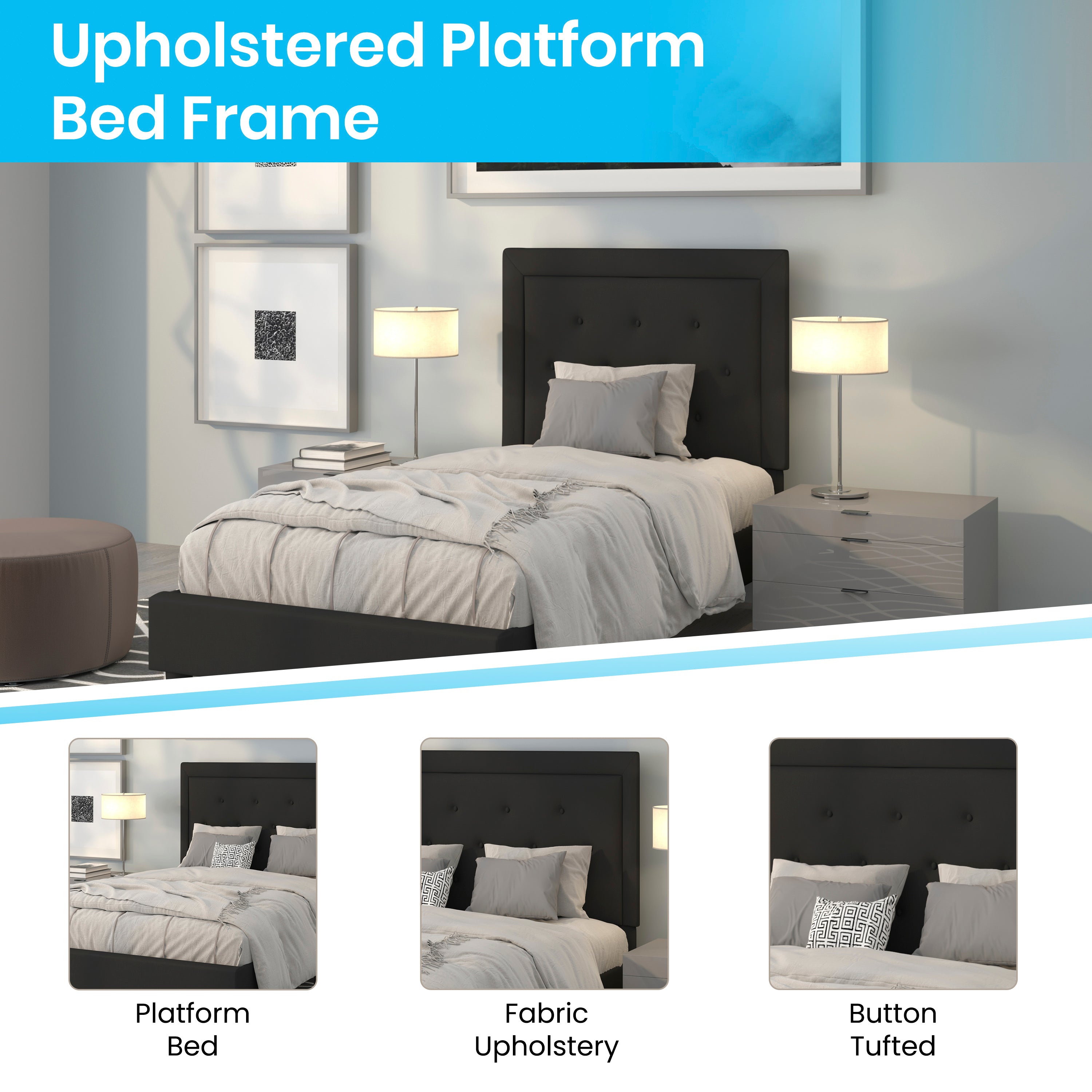 Roxbury Panel Tufted Upholstered Platform Bed