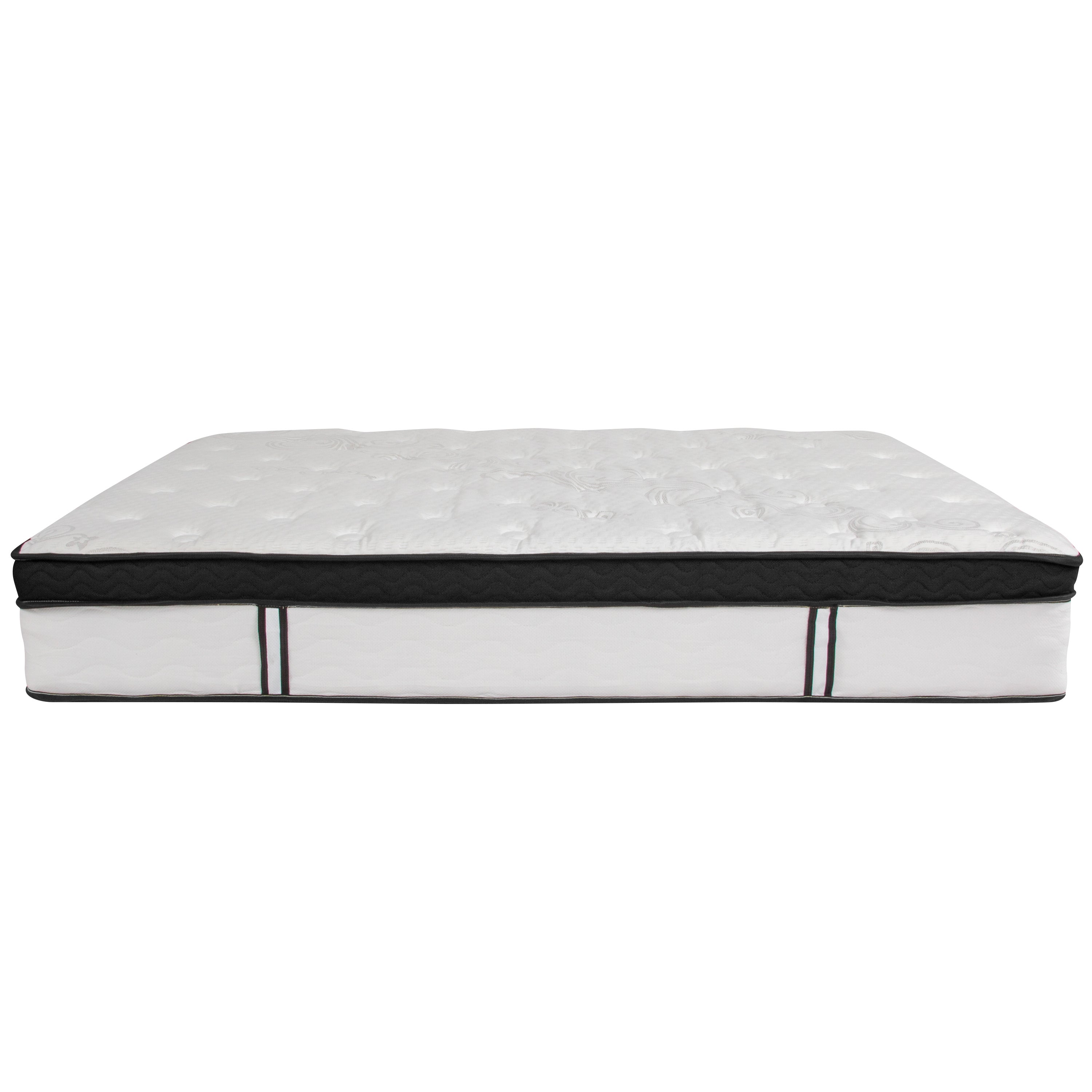 Roxbury Panel Tufted Upholstered Platform Bed and Memory Foam Pocket Spring Mattress