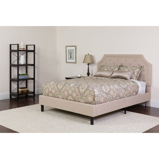 Brighton Arched Tufted Upholstered Platform Bed and Memory Foam Pocket Spring Mattress