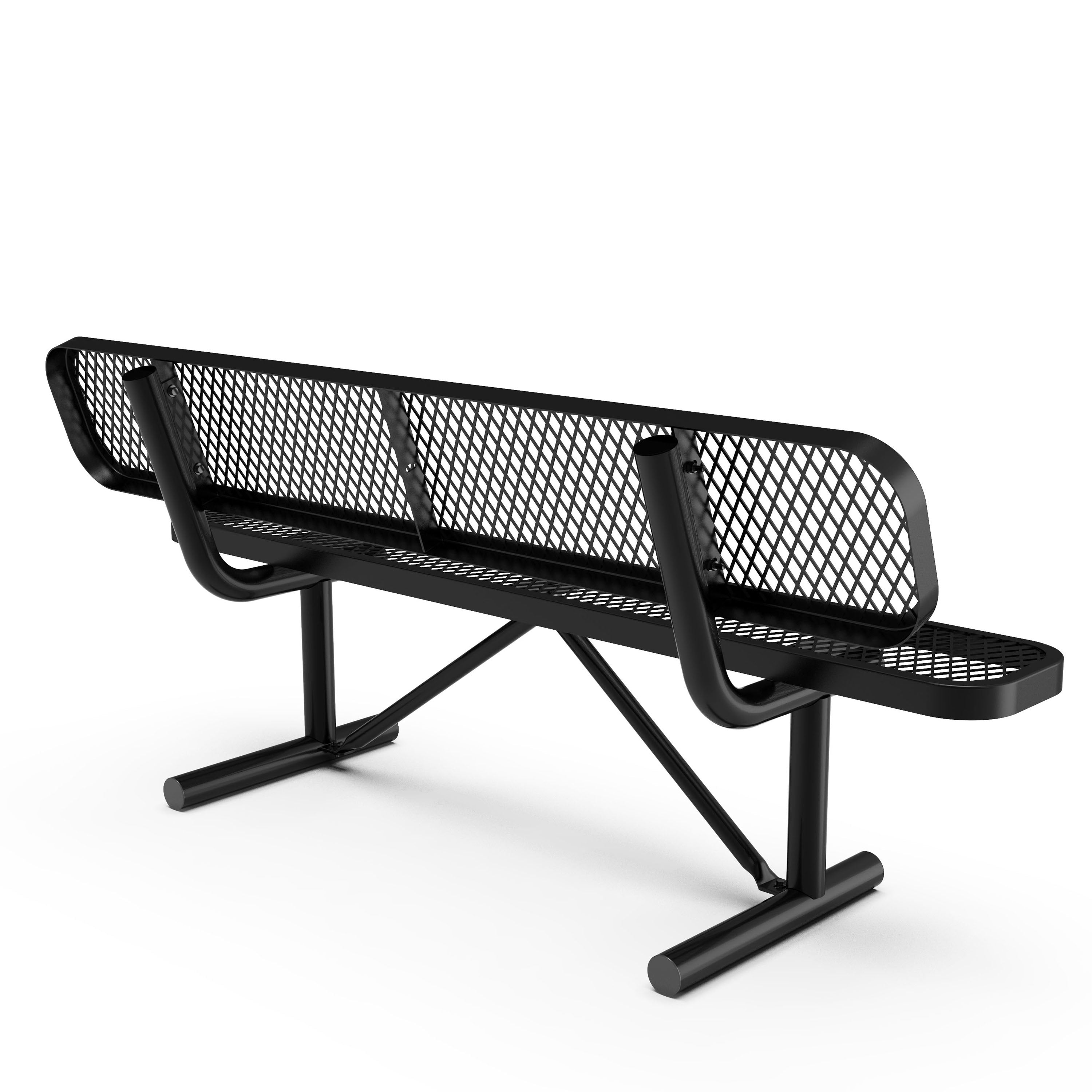 Sigrid Outdoor Bench with Backrest, Commercial Grade Expanded Metal Mesh Seat and Backrest and Steel Frame-Expanded Metal Picnic Bench-Flash Furniture-Wall2Wall Furnishings