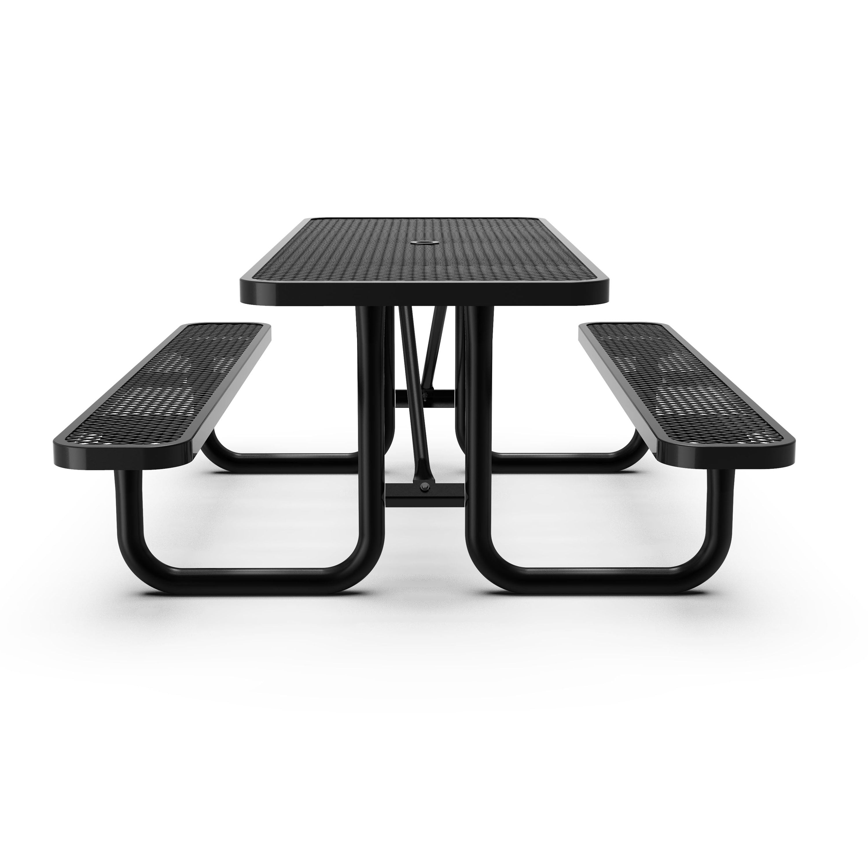 Mantilla Outdoor Picnic Table with Commercial Heavy Gauge Expanded Metal Mesh Top and Seats and Steel Frame-Picnic Table-Flash Furniture-Wall2Wall Furnishings