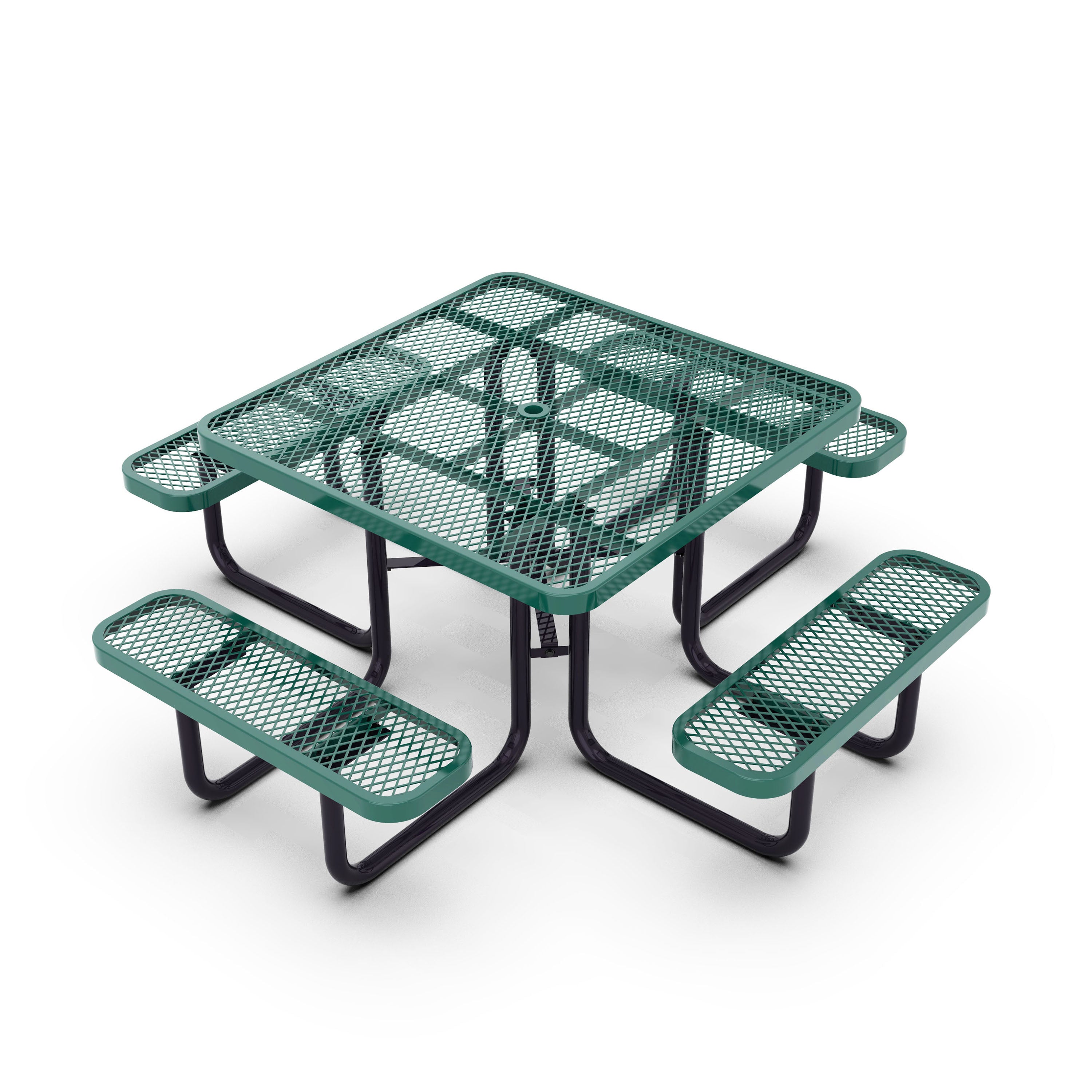 Creekside Outdoor Picnic Table with Commercial Grade Heavy Gauge Expanded Metal Mesh Top and Seats and Steel Frame-Expanded Metal Picnic Table-Flash Furniture-Wall2Wall Furnishings