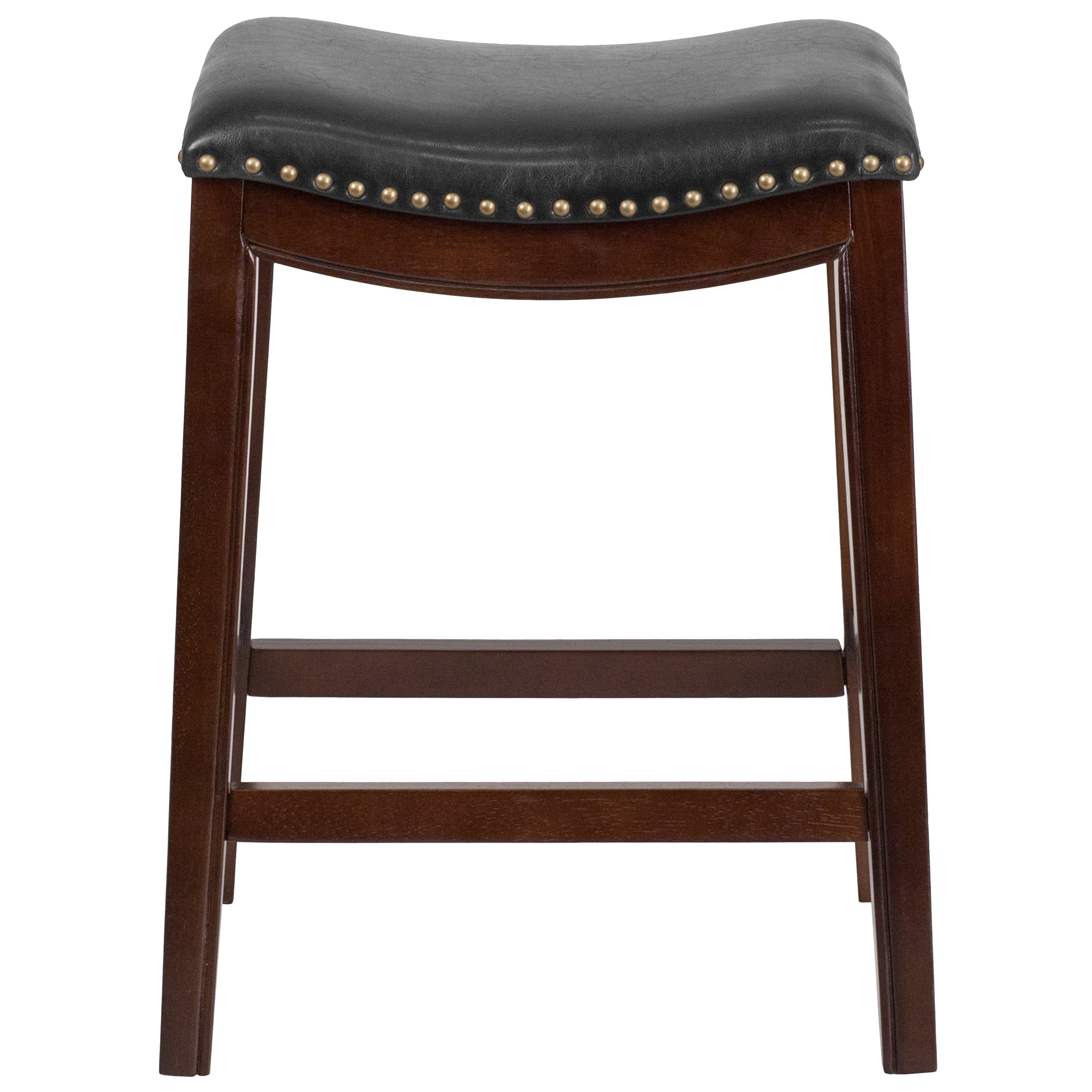 26'' High Backless Wood Counter Height Stool with LeatherSoft Saddle Seat-Backless Counter Stool-Flash Furniture-Wall2Wall Furnishings