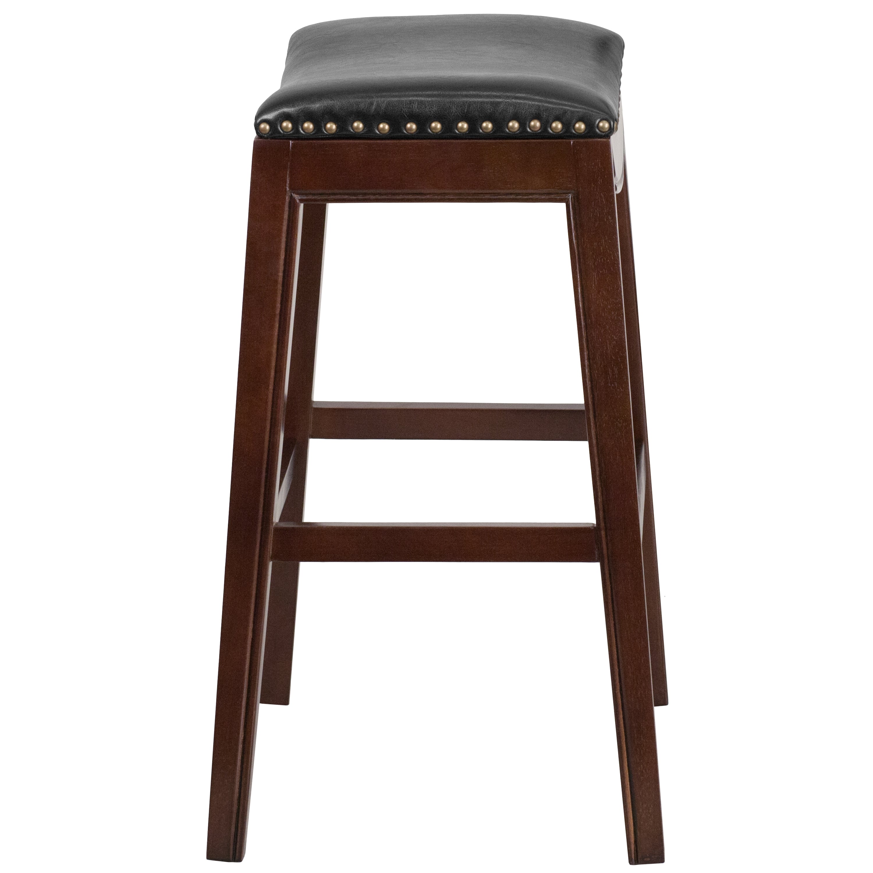 30'' High Backless Wood Barstool with LeatherSoft Saddle Seat-Bar Stool-Flash Furniture-Wall2Wall Furnishings