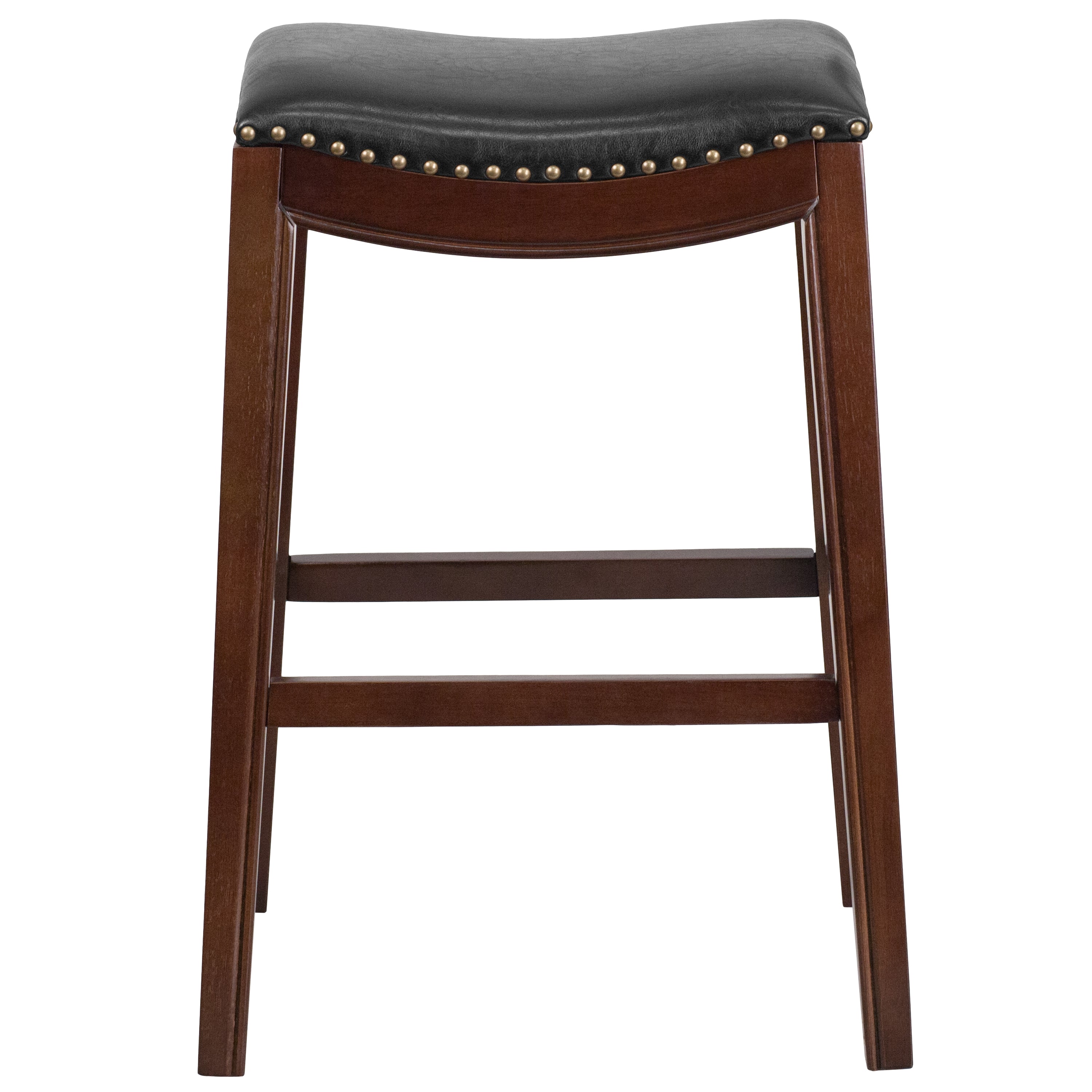 30'' High Backless Wood Barstool with LeatherSoft Saddle Seat-Bar Stool-Flash Furniture-Wall2Wall Furnishings