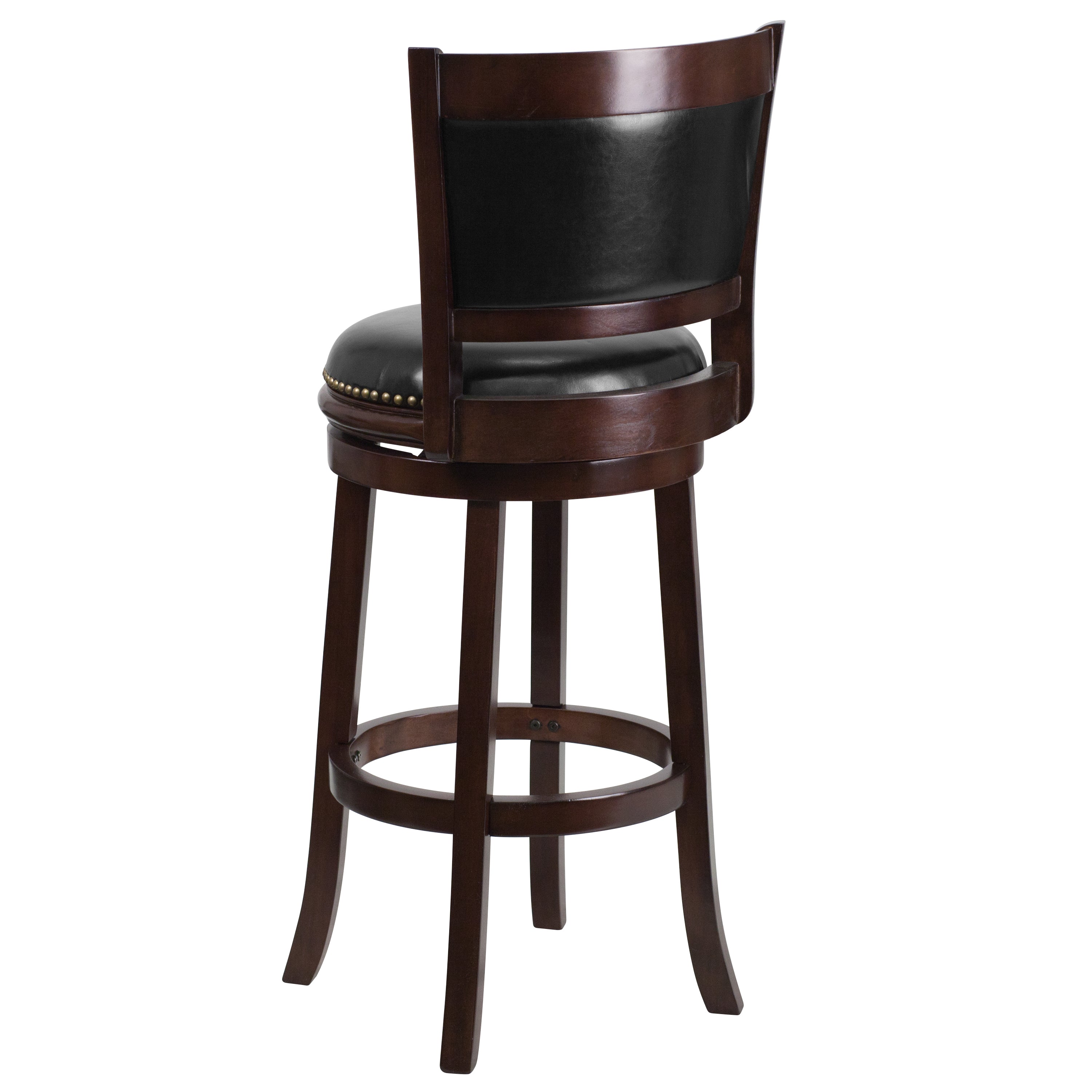 29'' High Wood Barstool with Panel Back and LeatherSoft Swivel Seat-Bar Stool-Flash Furniture-Wall2Wall Furnishings