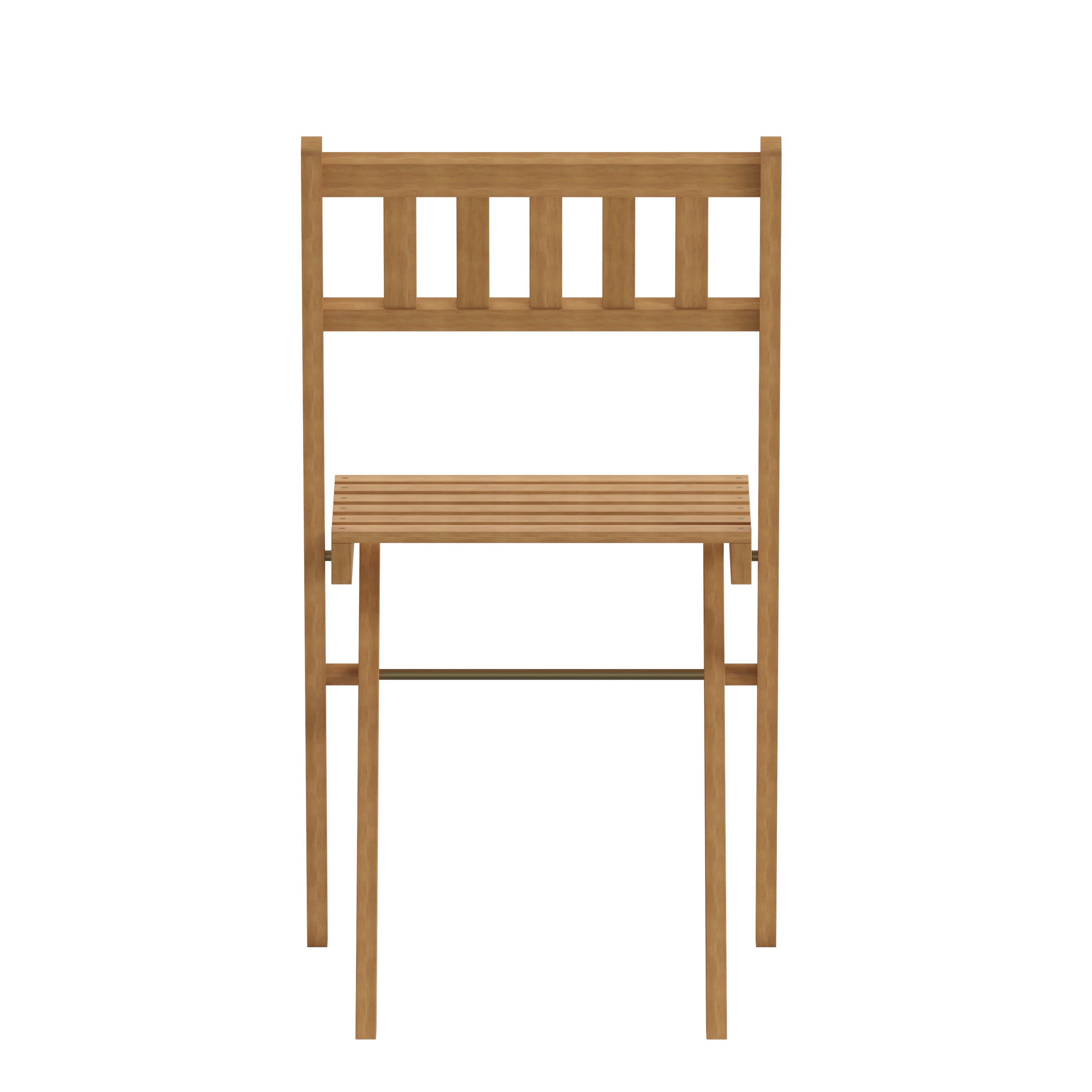 Martindale Indoor/Outdoor Folding Acacia Wood Patio Bistro Chairs with X Base Frame and Slatted Back and Seat in Natural Finish, Set of 2-Folding Chair-Flash Furniture-Wall2Wall Furnishings