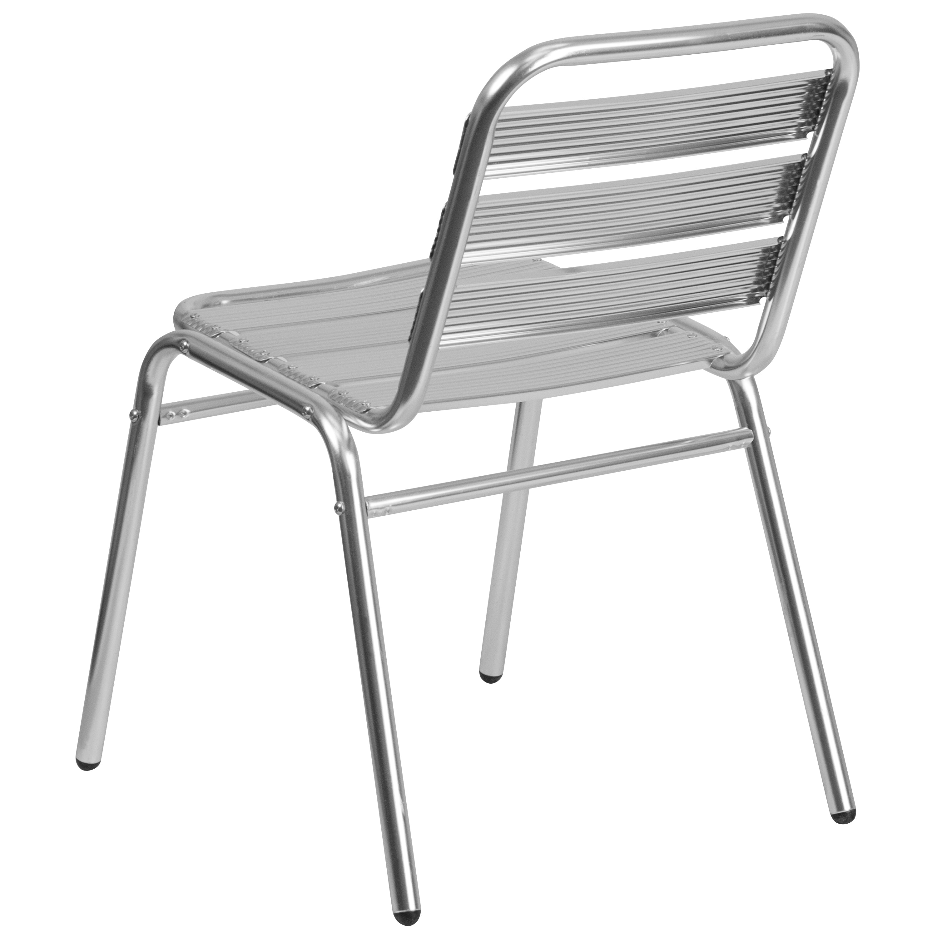 Lila Aluminum Commercial Indoor-Outdoor Armless Restaurant Stack Chair with Triple Slat Back-Indoor/Outdoor Chairs-Flash Furniture-Wall2Wall Furnishings