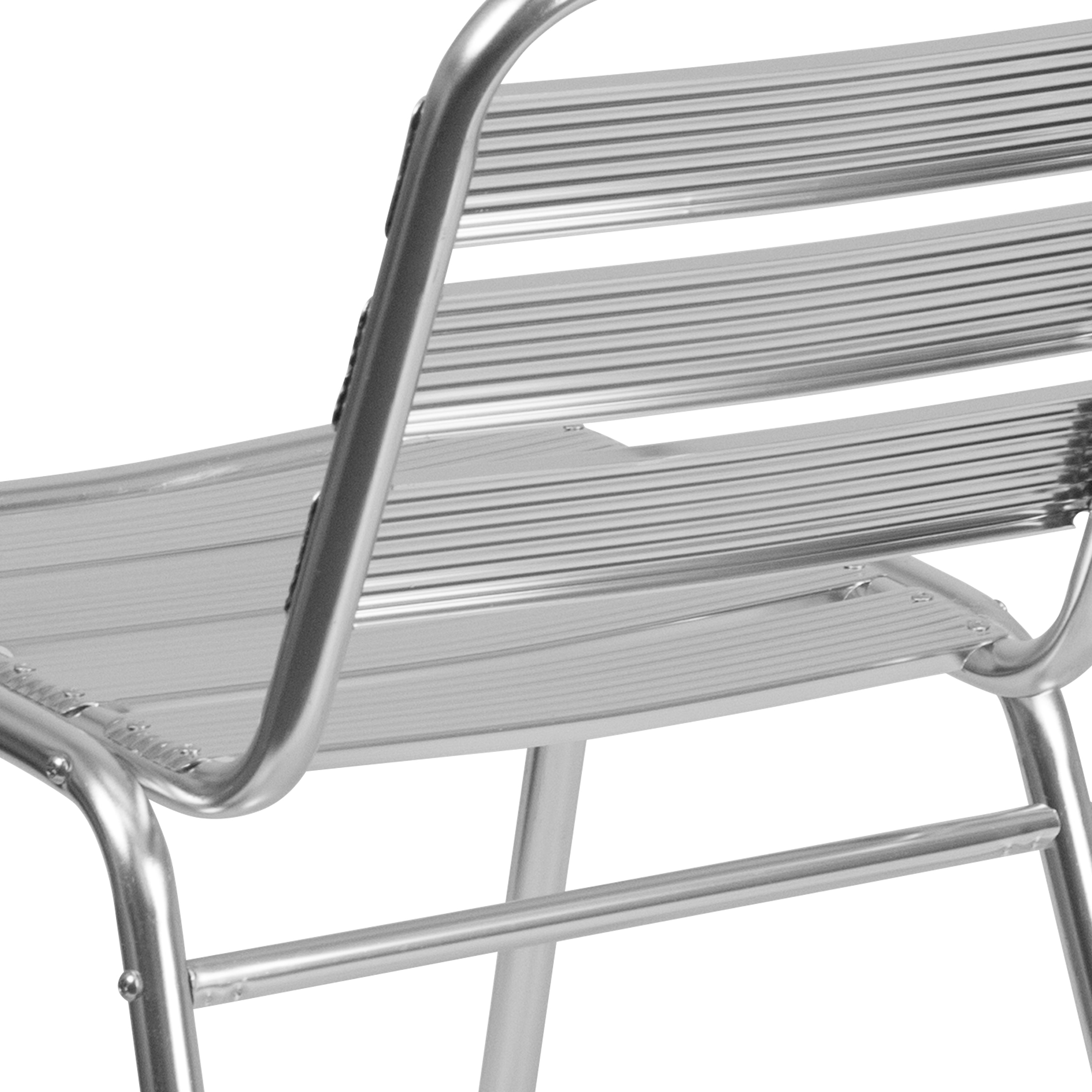 Lila Aluminum Commercial Indoor-Outdoor Armless Restaurant Stack Chair with Triple Slat Back-Indoor/Outdoor Chairs-Flash Furniture-Wall2Wall Furnishings