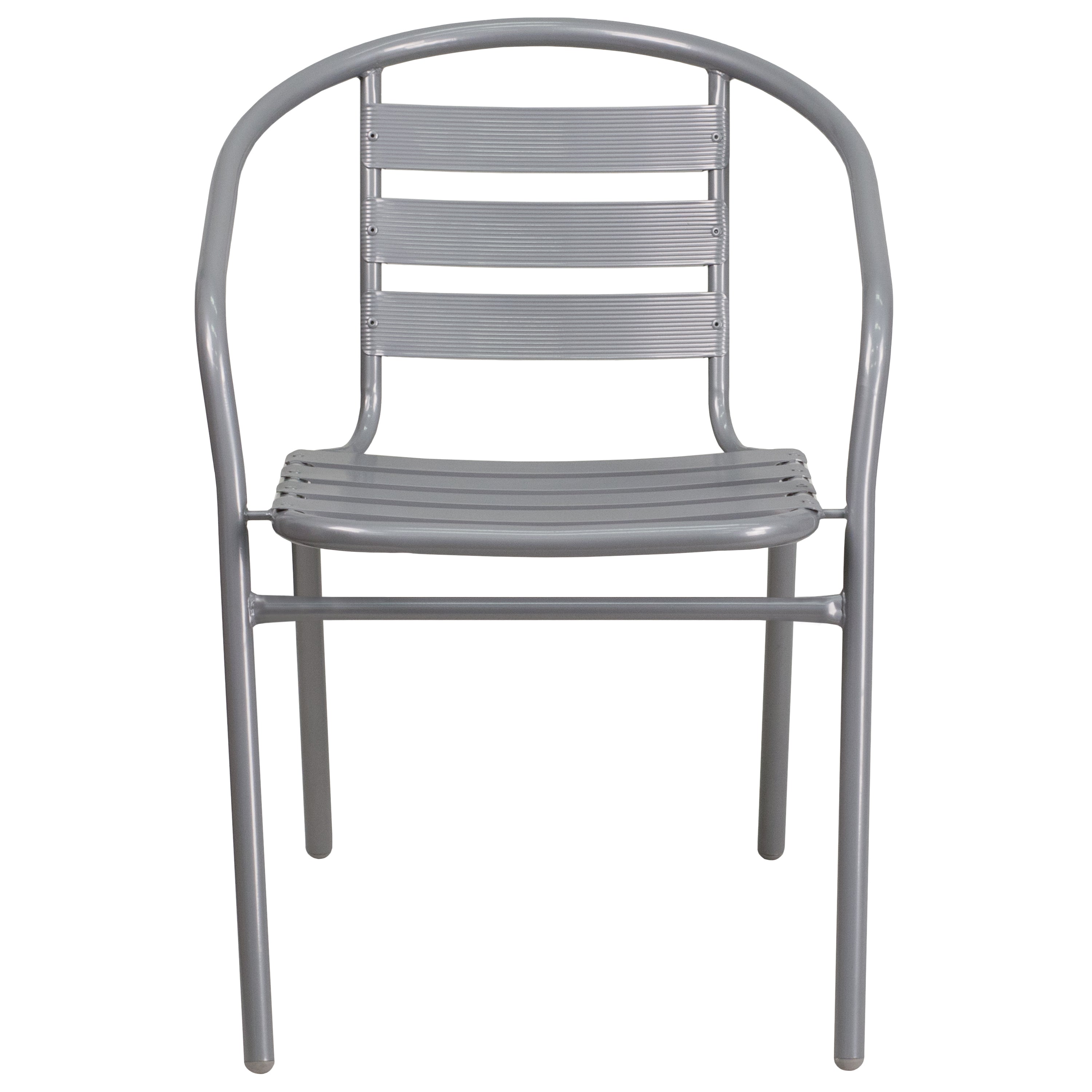 Lila Metal Restaurant Stack Chair with Aluminum Slats-Indoor/Outdoor Chairs-Flash Furniture-Wall2Wall Furnishings