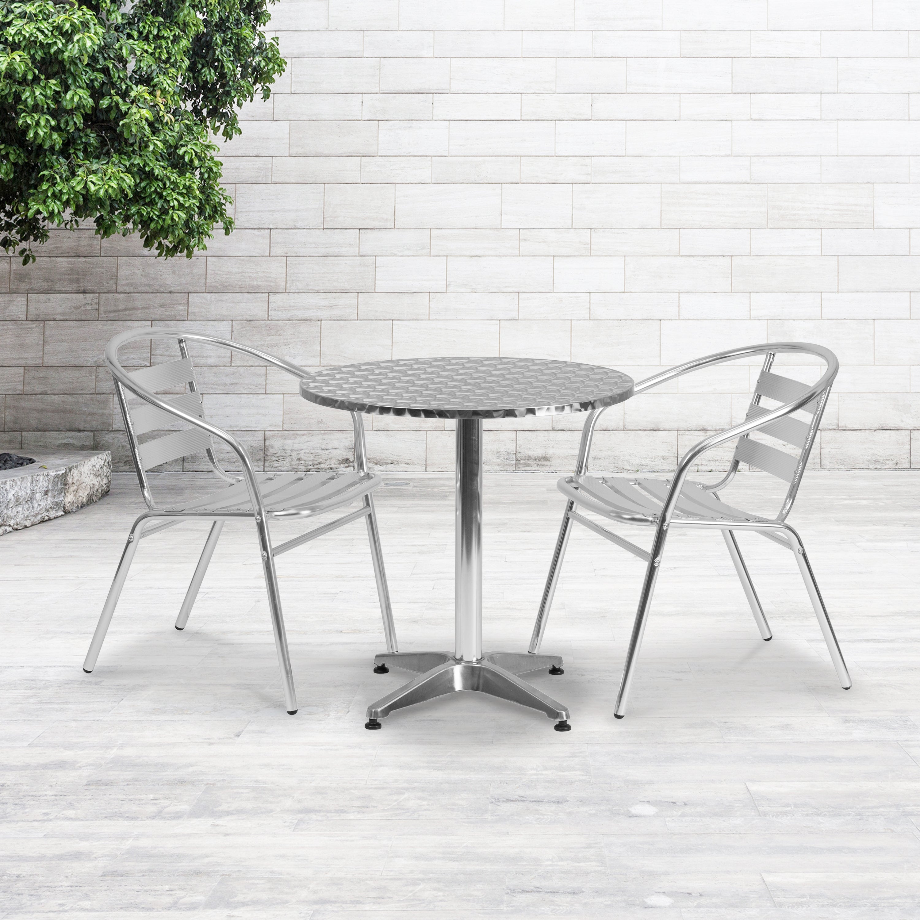 Mellie 27.5'' Round Aluminum Indoor-Outdoor Table with Base-Indoor/Outdoor Tables-Flash Furniture-Wall2Wall Furnishings
