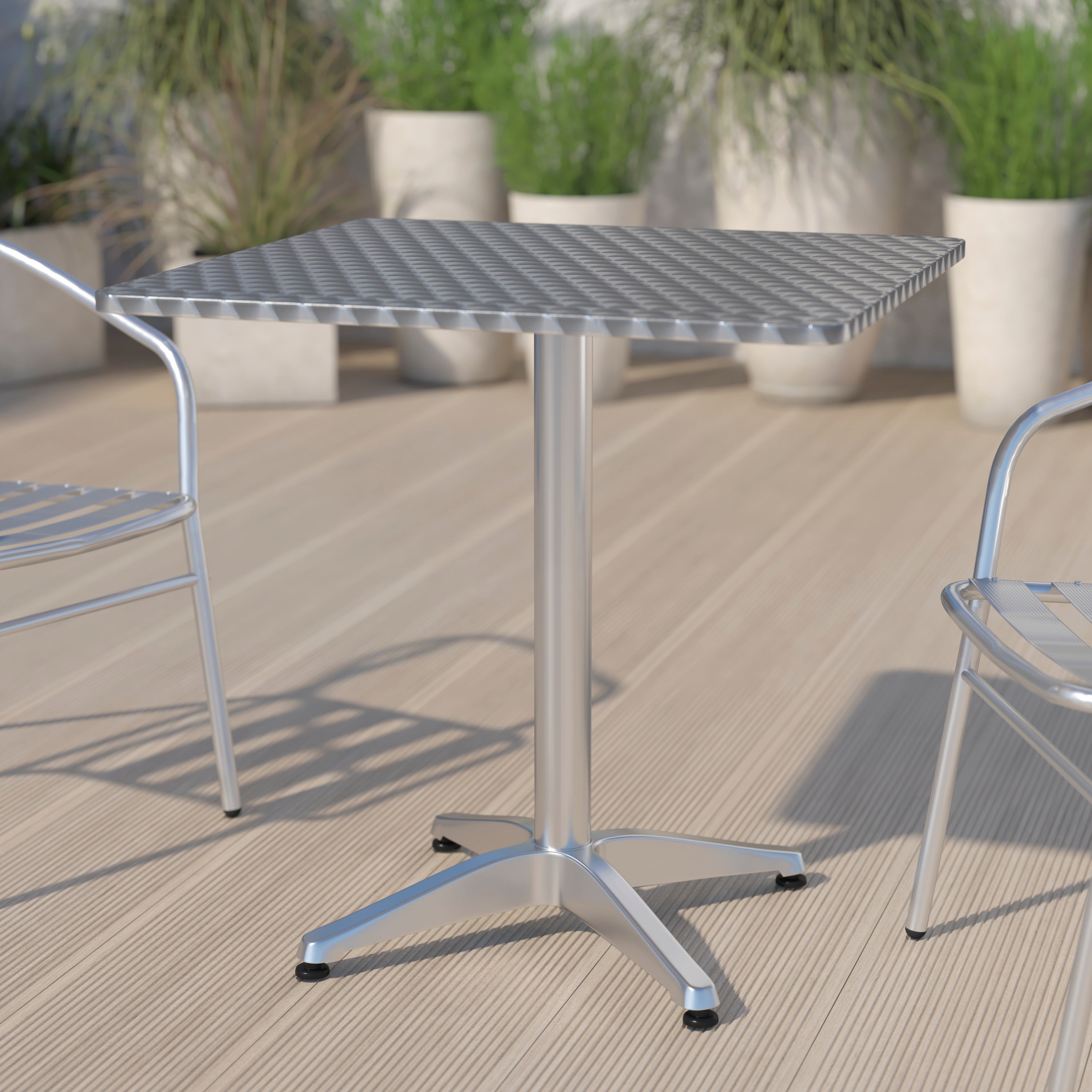 Mellie 27.5'' Square Aluminum Indoor-Outdoor Table with Base-Indoor/Outdoor Tables-Flash Furniture-Wall2Wall Furnishings