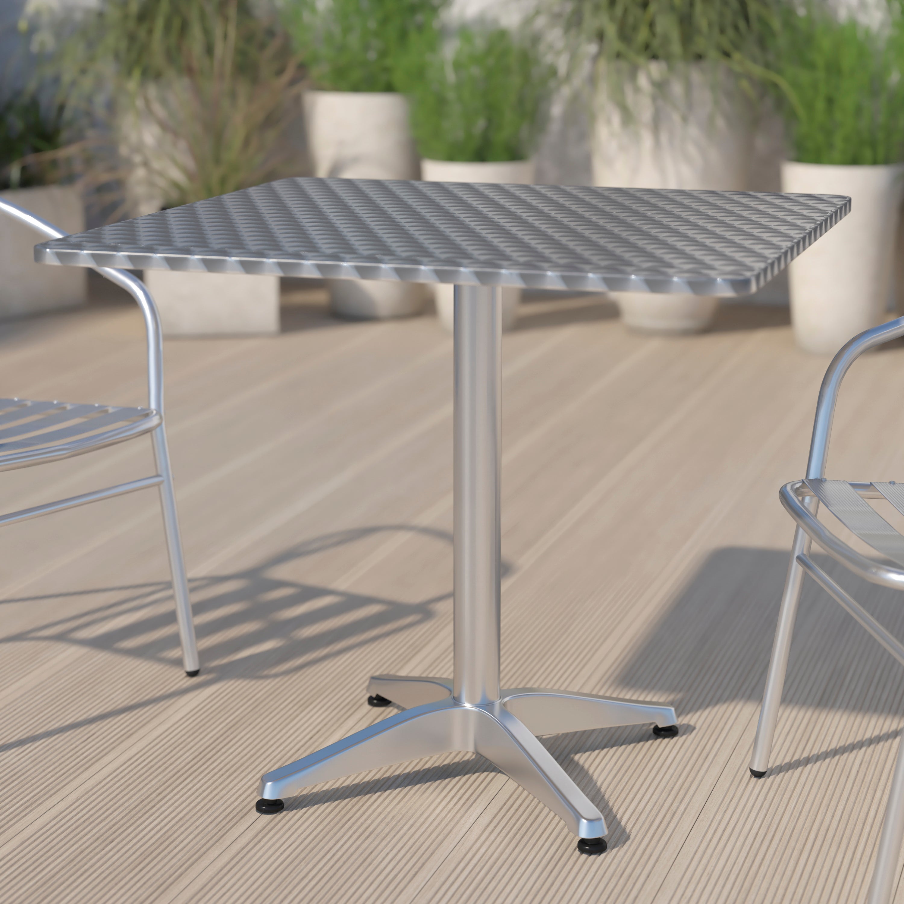Mellie 31.5'' Square Aluminum Indoor-Outdoor Table with Base-Indoor/Outdoor Tables-Flash Furniture-Wall2Wall Furnishings