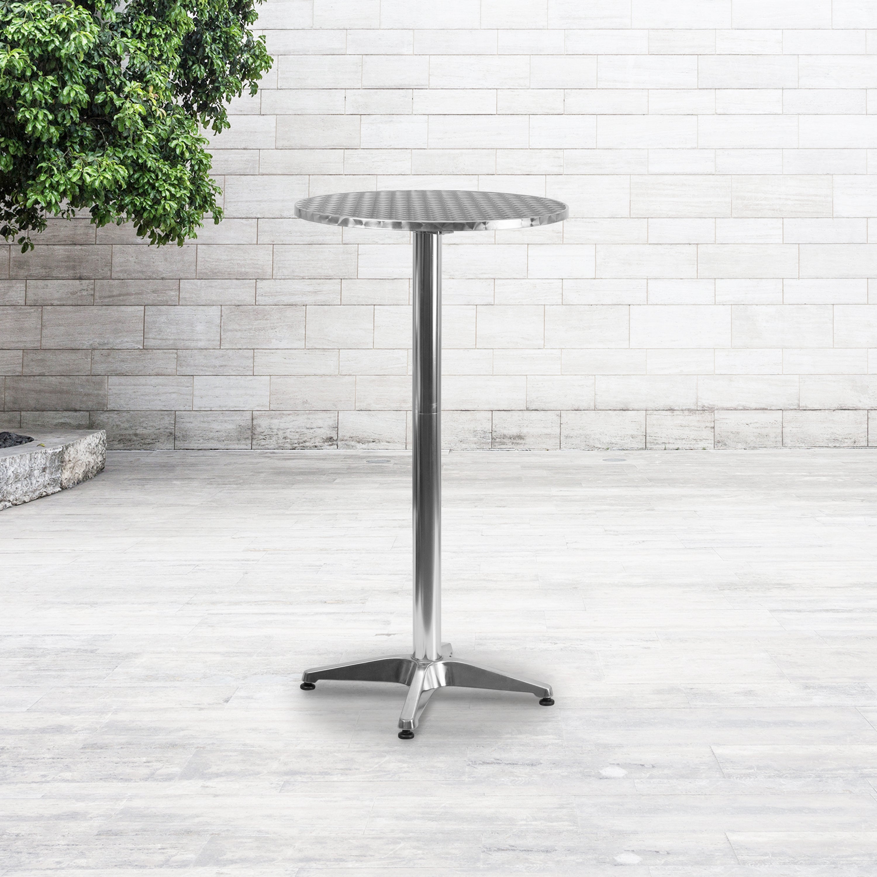 23.25" Round Aluminum Indoor-Outdoor Bar Height Table with Flip-Up Table-Indoor/Outdoor Bar Tables-Flash Furniture-Wall2Wall Furnishings