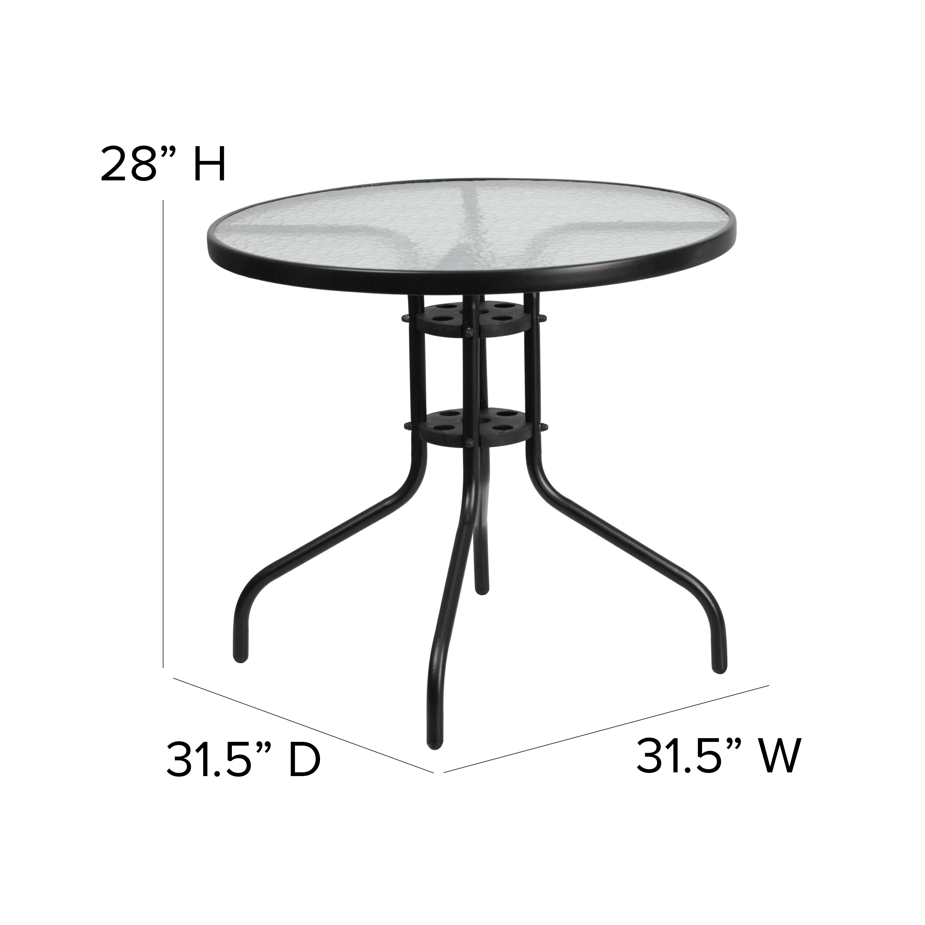 Bellamy 31.5'' Round Tempered Glass Metal Table-Indoor/Outdoor Tables-Flash Furniture-Wall2Wall Furnishings