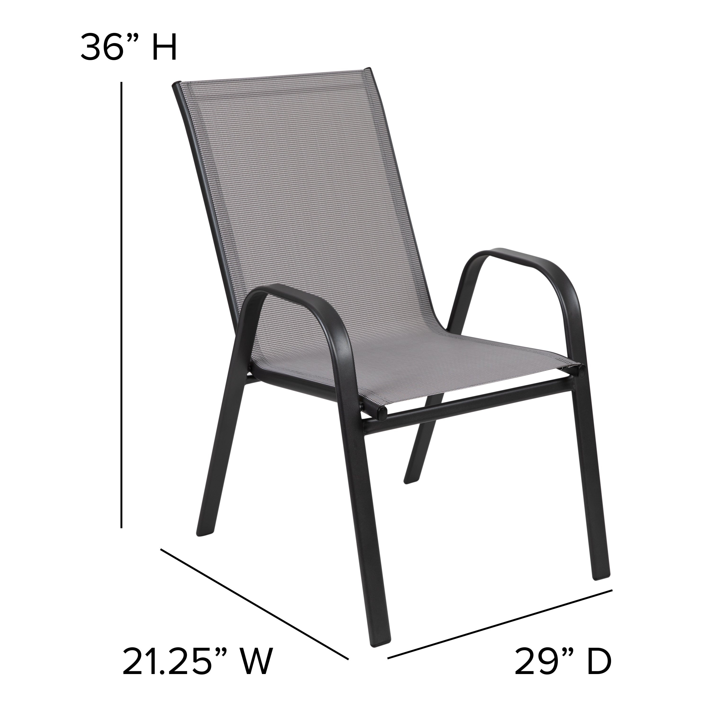 Brazos 5 Piece Outdoor Patio Dining Set - Tempered Glass Patio Table, 4 Flex Comfort Stack Chairs-Glass Patio Table and Chair Set-Flash Furniture-Wall2Wall Furnishings