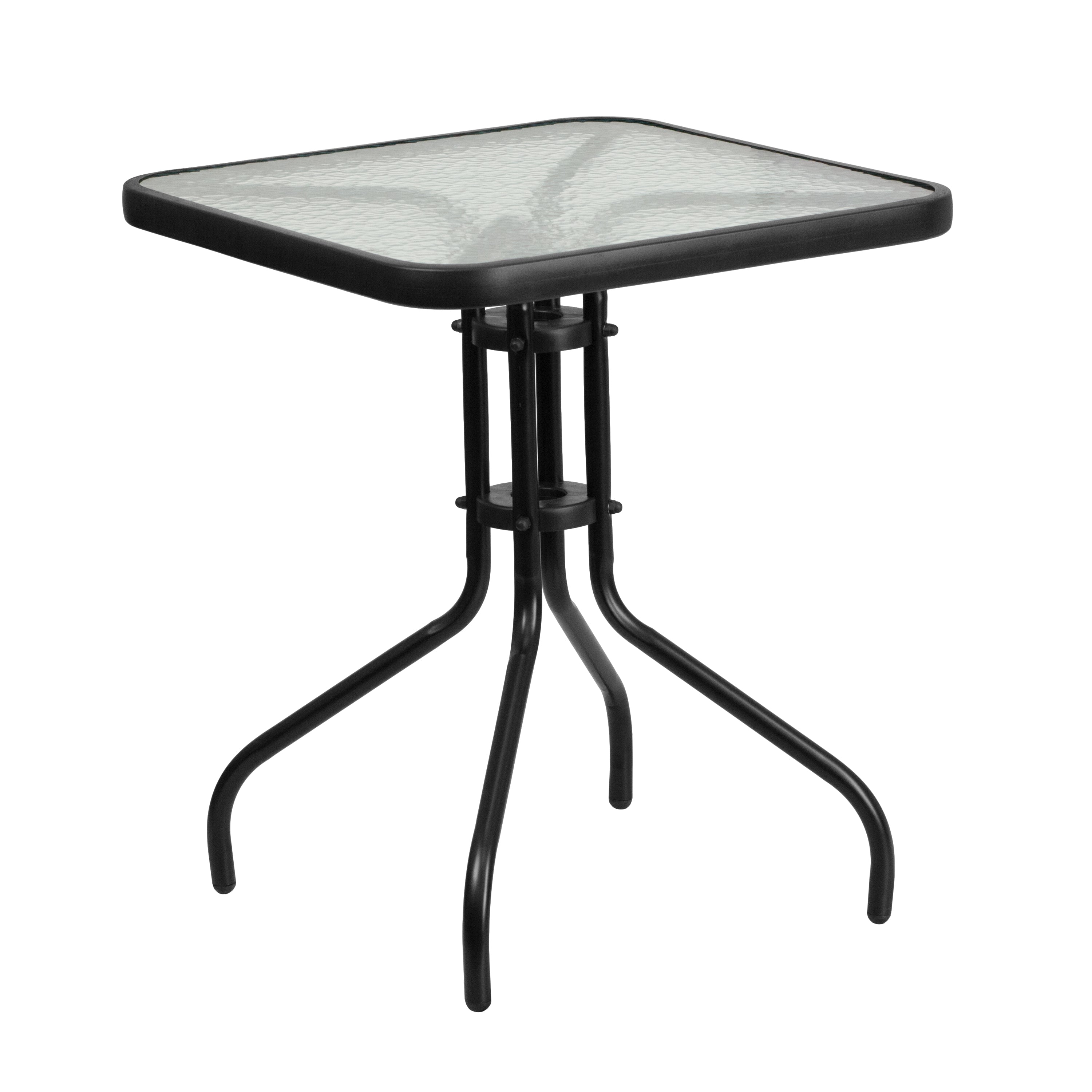 Barker 23.5'' Square Tempered Glass Metal Table-Indoor/Outdoor Tables-Flash Furniture-Wall2Wall Furnishings
