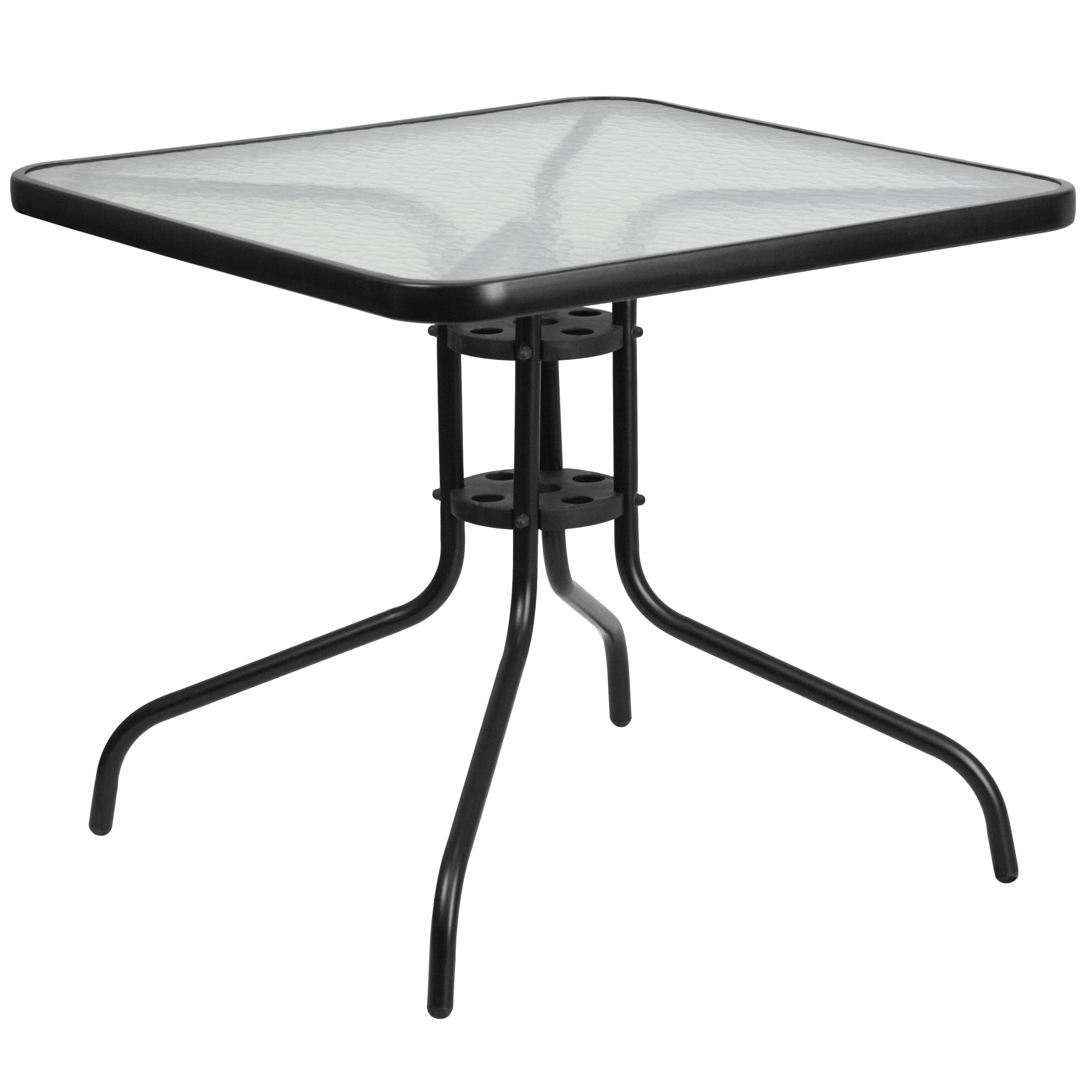 Barker 31.5'' Square Tempered Glass Metal Table-Indoor/Outdoor Tables-Flash Furniture-Wall2Wall Furnishings