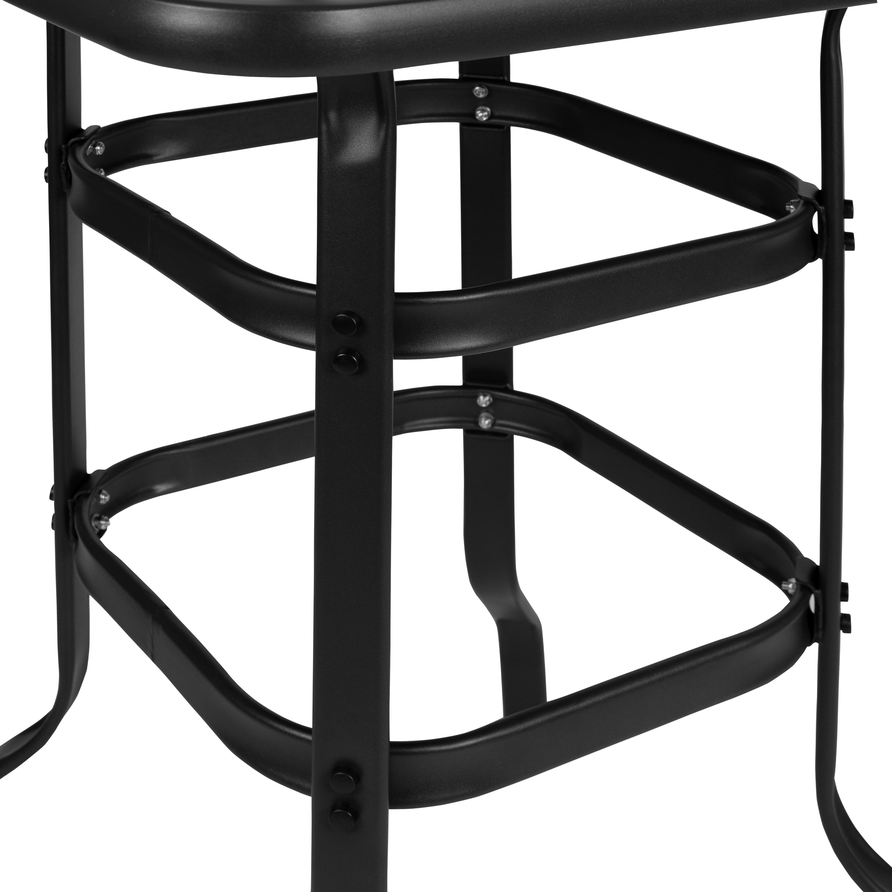 Brazos Outdoor Dining Set - 4-Person Bistro Set - Outdoor Glass Bar Table with All-Weather Patio Stools-Indoor/Outdoor Dining Sets-Flash Furniture-Wall2Wall Furnishings