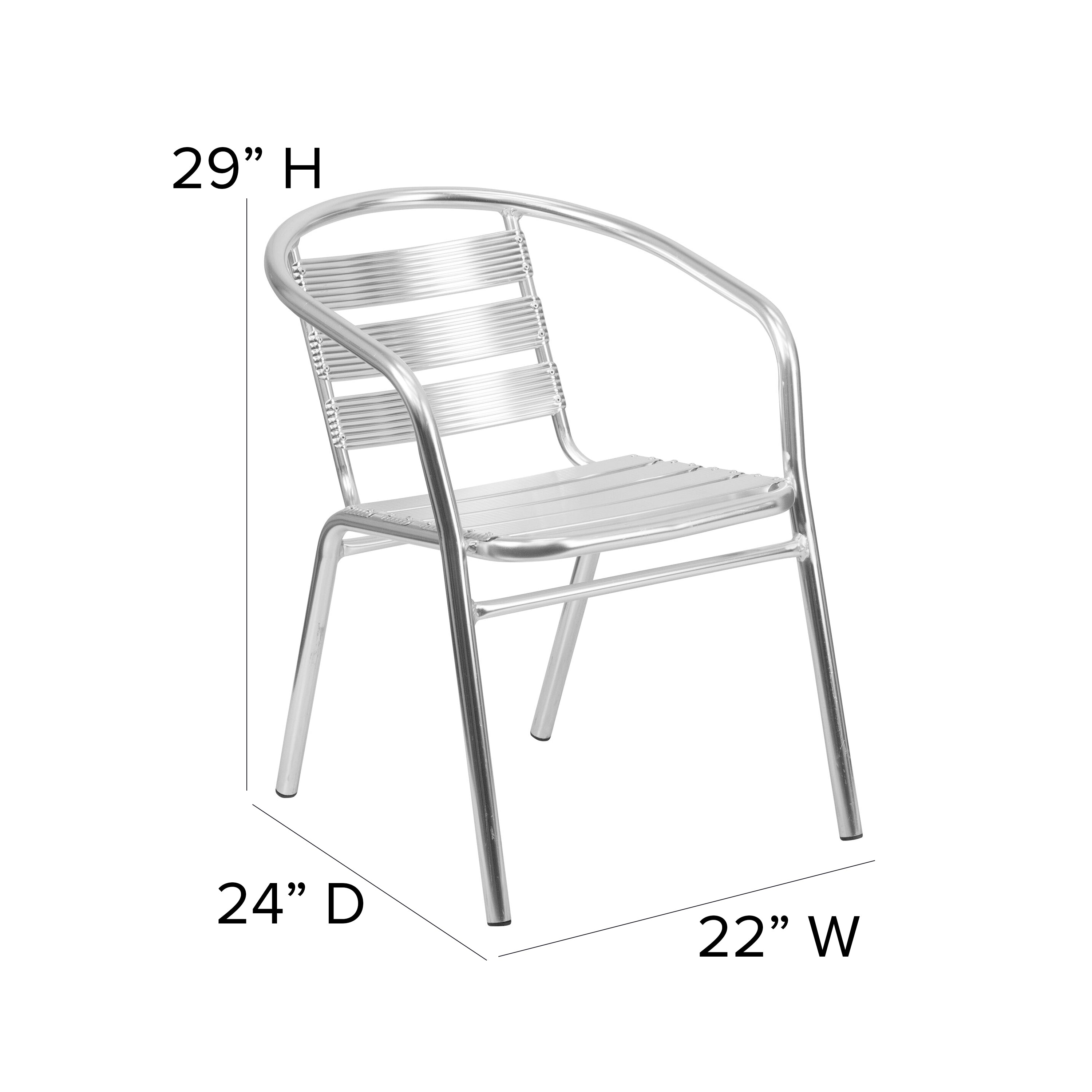 Lila Heavy Duty Aluminum Commercial Indoor-Outdoor Restaurant Stack Chair with Triple Slat Back-Indoor/Outdoor Chairs-Flash Furniture-Wall2Wall Furnishings